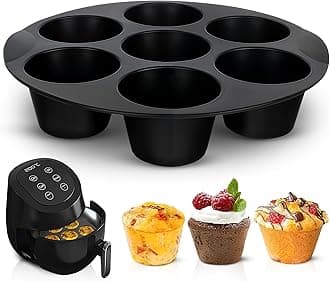 Air Fryer Muffin Pan (7 Cups) – 6.9" Round Egg Bites Silicone Mold Compatible with 3.5–5.8l Fryers, Heat Resistant & Dishwasher Safe – Nonstick Silicone Muffin Pan for Muffins, Egg Bites & Easy Snacks