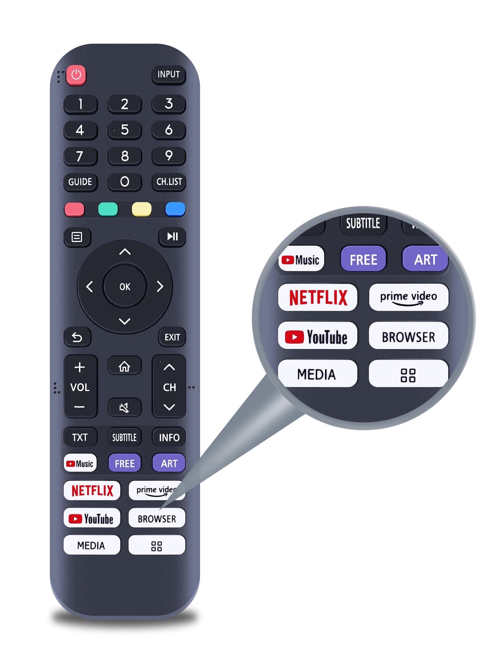 EN2J30H Remote Control for Hisense Vidaa Smart TV 2020 32A45GV 40H5G 40A4GV 40A40GV 40A40GMV 40H55G 40A4HV 40A4070GMV 43H6G 43H77G 43V6G 43A60G 43A60H 43A60GMV 43A6010GMV 43A6070GMV