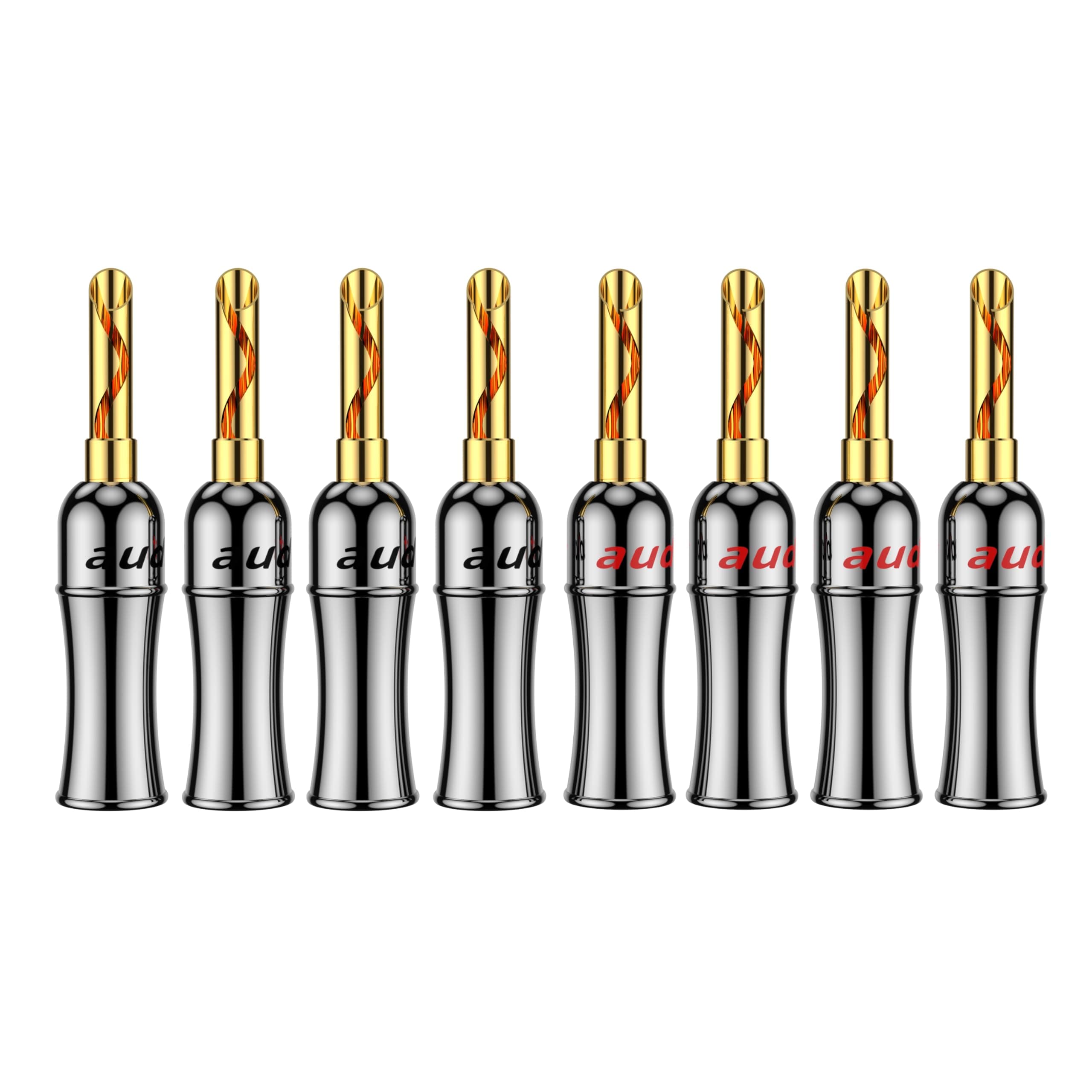 Audiocrast HiFi Speaker Banana Plug Connectors Double Screws Gold BFA Banana Terminals with Heat Shrink Tube (8PCs) (BFA)