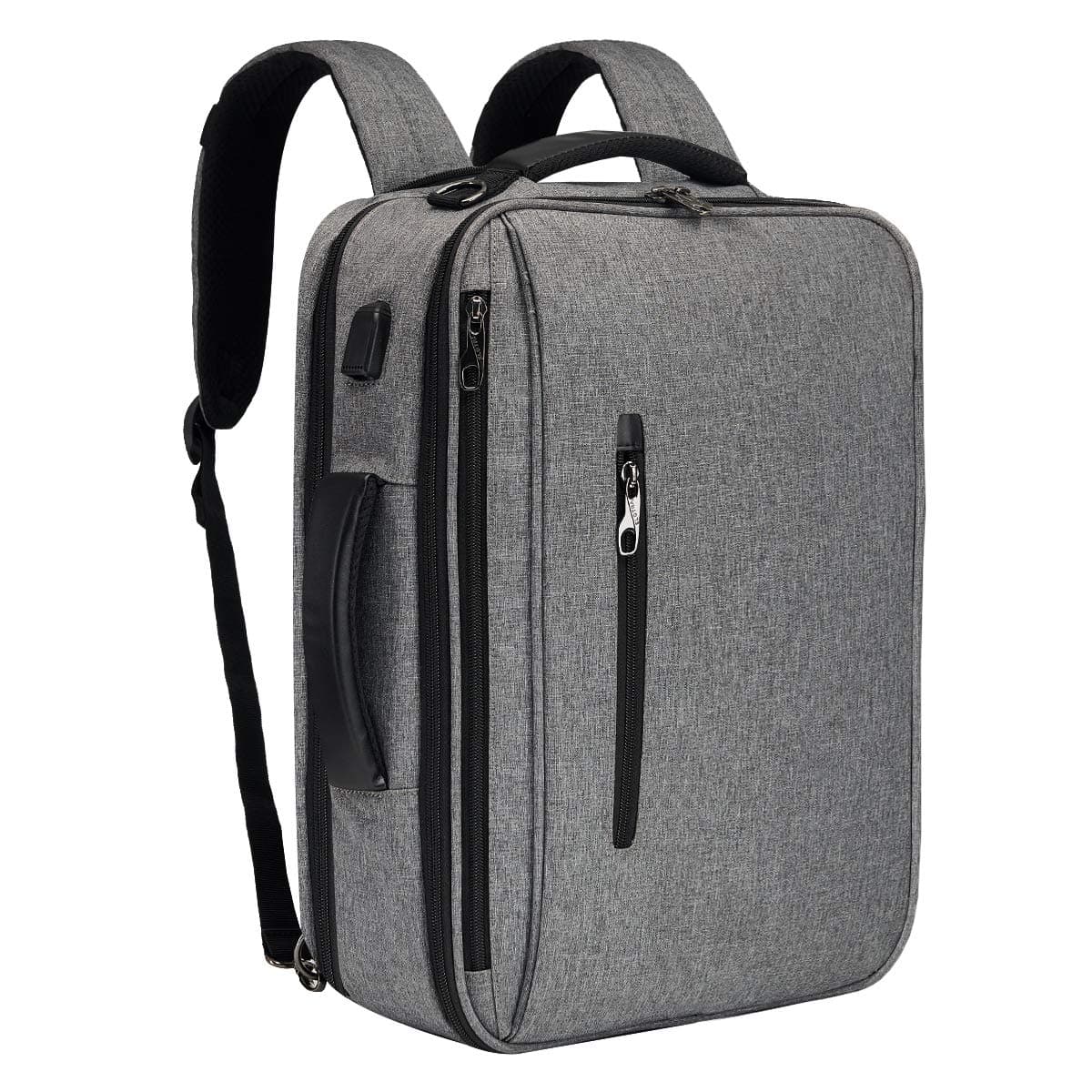 SLOTRA Briefcase Backpack Laptop Backpack Convertible Messenger Bag Shoulder Bag 15.6 Inch Backpack with USB Charging Port for Men Women Business Work School Travel