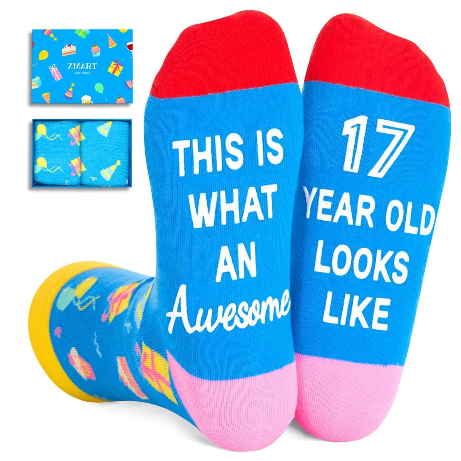 Zmart Birthday Gifts for Teens - Happy Birthday Socks for 13-19 Year Old Boys Girls