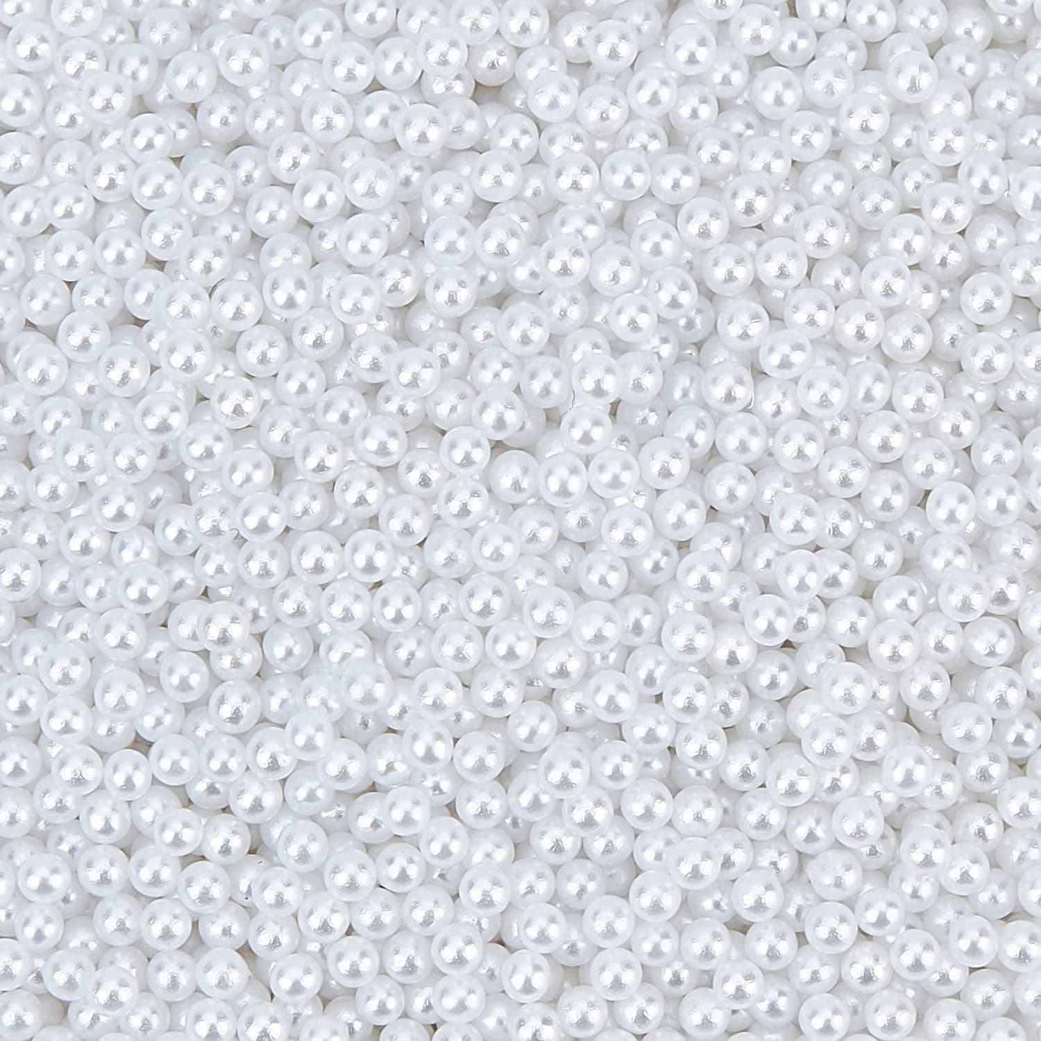 OLYCRAFT 10000pcs 1.5~2mm No Hole White Pearl Beads Super Tiny Nail Pearls Loose Acrylic Pearl Beads Mini Resin Filling Material Pearl Beads for Resin Crafting, Nail Art, Makeup, Jewelry Making