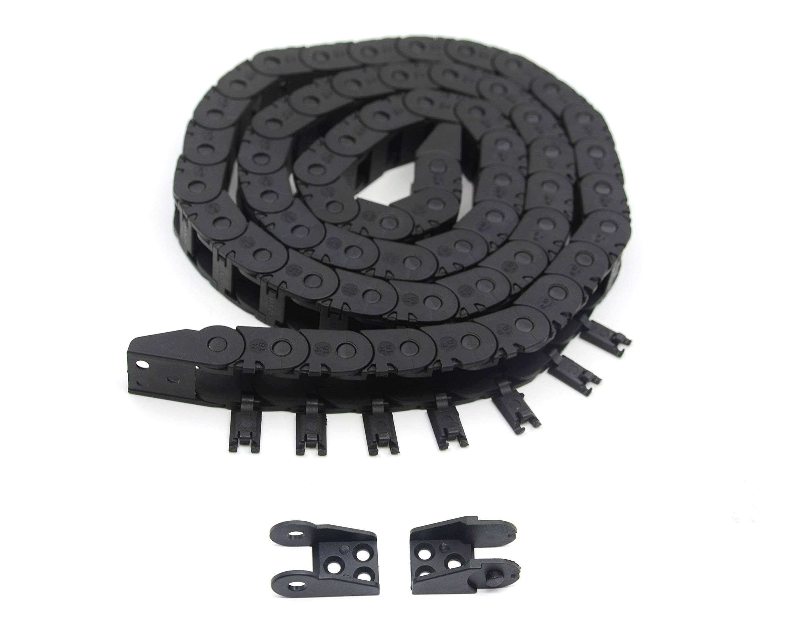 10mm x 11mm Length 1Meter Black Plastic Open Type Cable Wire Carrier Drag Chain Towline R18 for 3D Printer and CNC Machines (10mmx11mm-Outside Open)