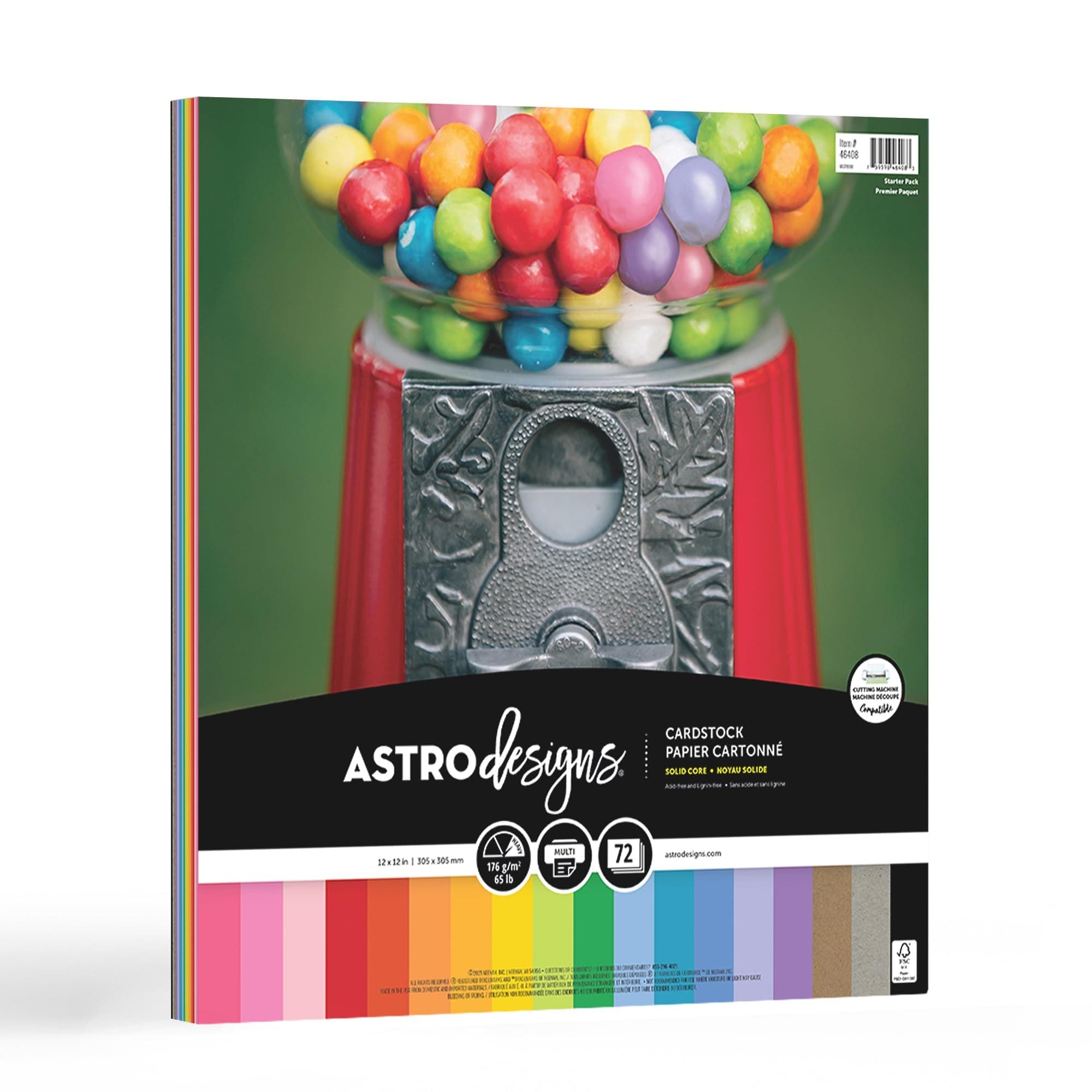 Astrodesigns/Creative Collection Starter Kit Cardstock, 12" x 12", 65 lb/176 gsm 18-Color Assortment, 72 Sheets (46408-03)