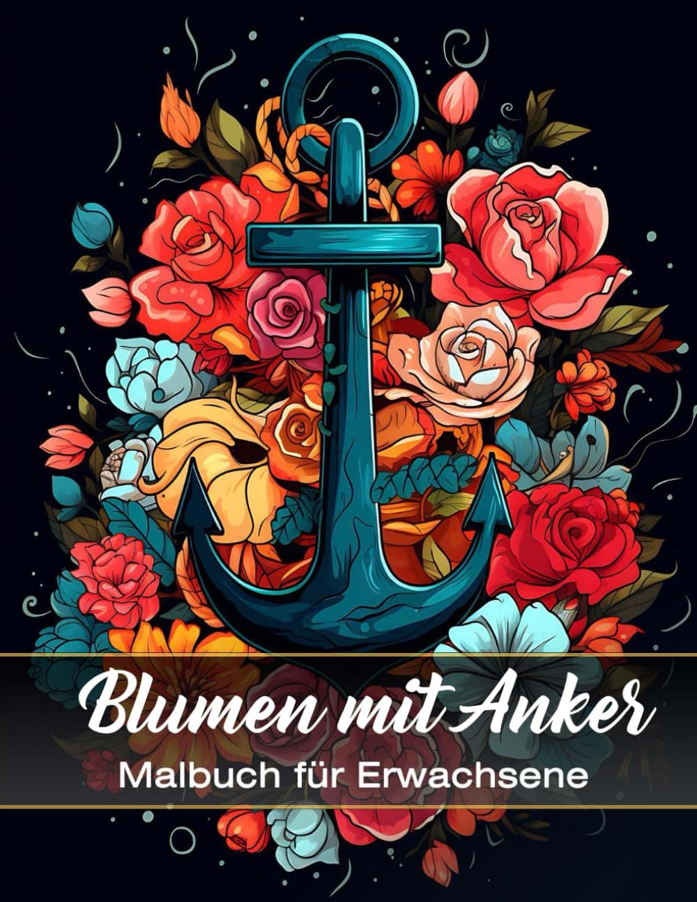 Blumen-Malbuch mit Anker: Eine kreative Reise zwischen zarten Blumen und maritimen Ankern für ein beruhigendes und inspirierendes Malerlebnis (German Edition)