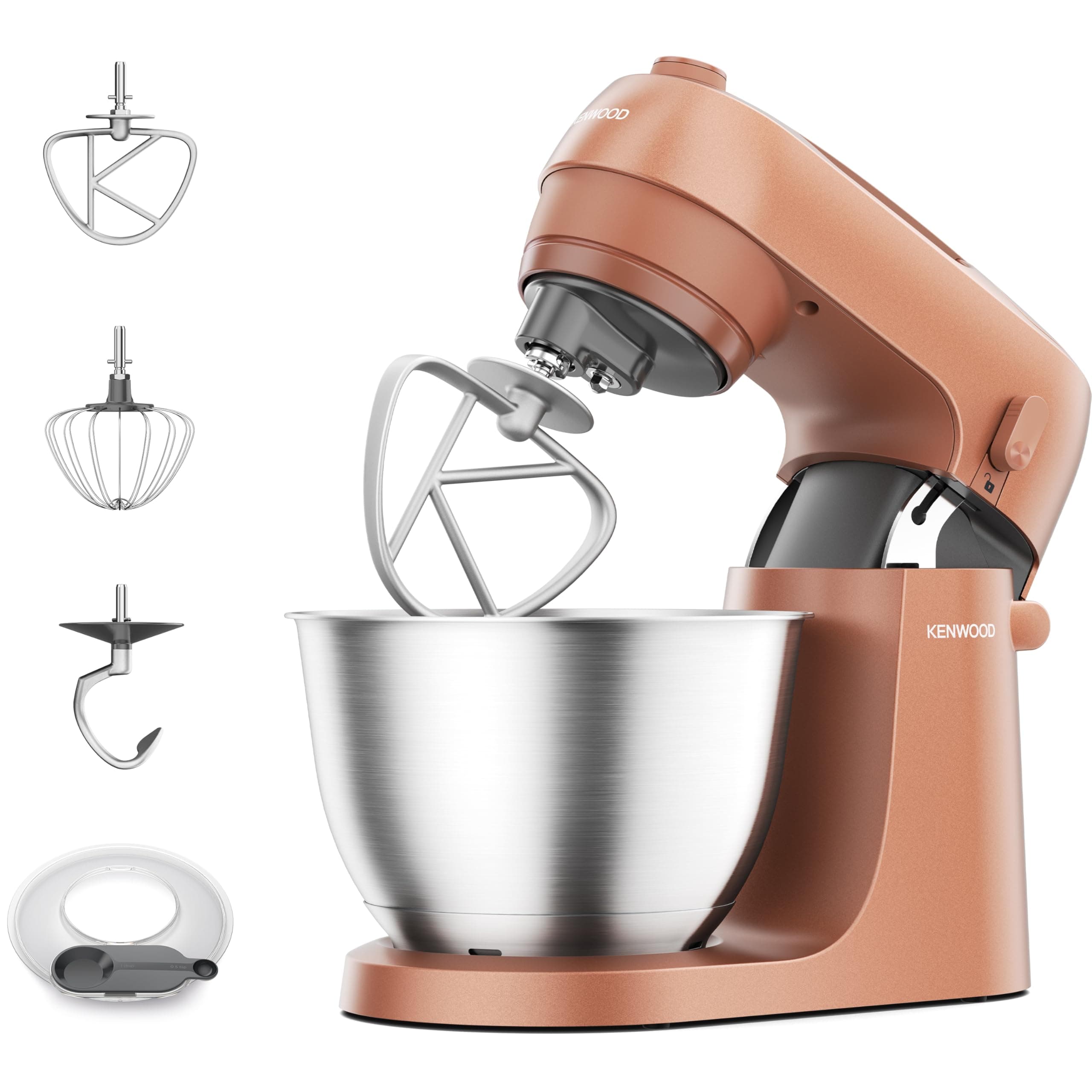 Go KZM35.000RD, Stand Mixer with Space-Saving Design, Compact Kitchen Machine with 4L Bowl, 3 Adjustable Tools, Splashguard, 6 Speed, Elegant Metal Body with Carrying Handle, 800W, Clay Red