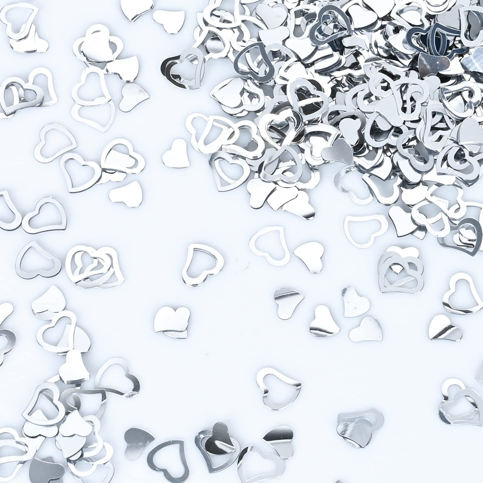 Silver Heart Shape Table Confetti, 30g Metallic Foil Shiny Glitter Sequins for Birthday, Wedding, Christmas, Engagement, Valentines, Bridal Shower Decorations