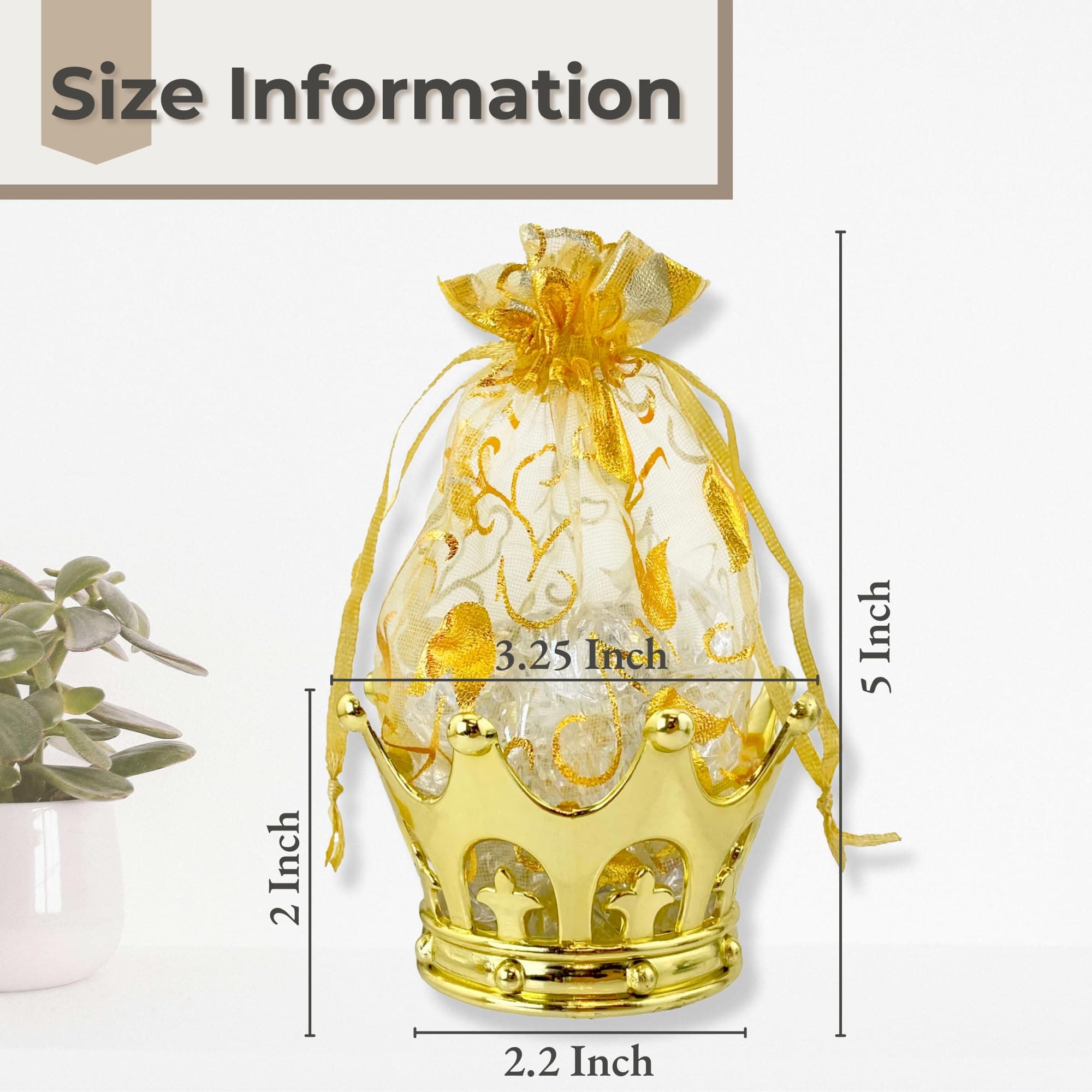 12 Pieces Fillable Silver Crown with Pouch Party Favors (Gold)