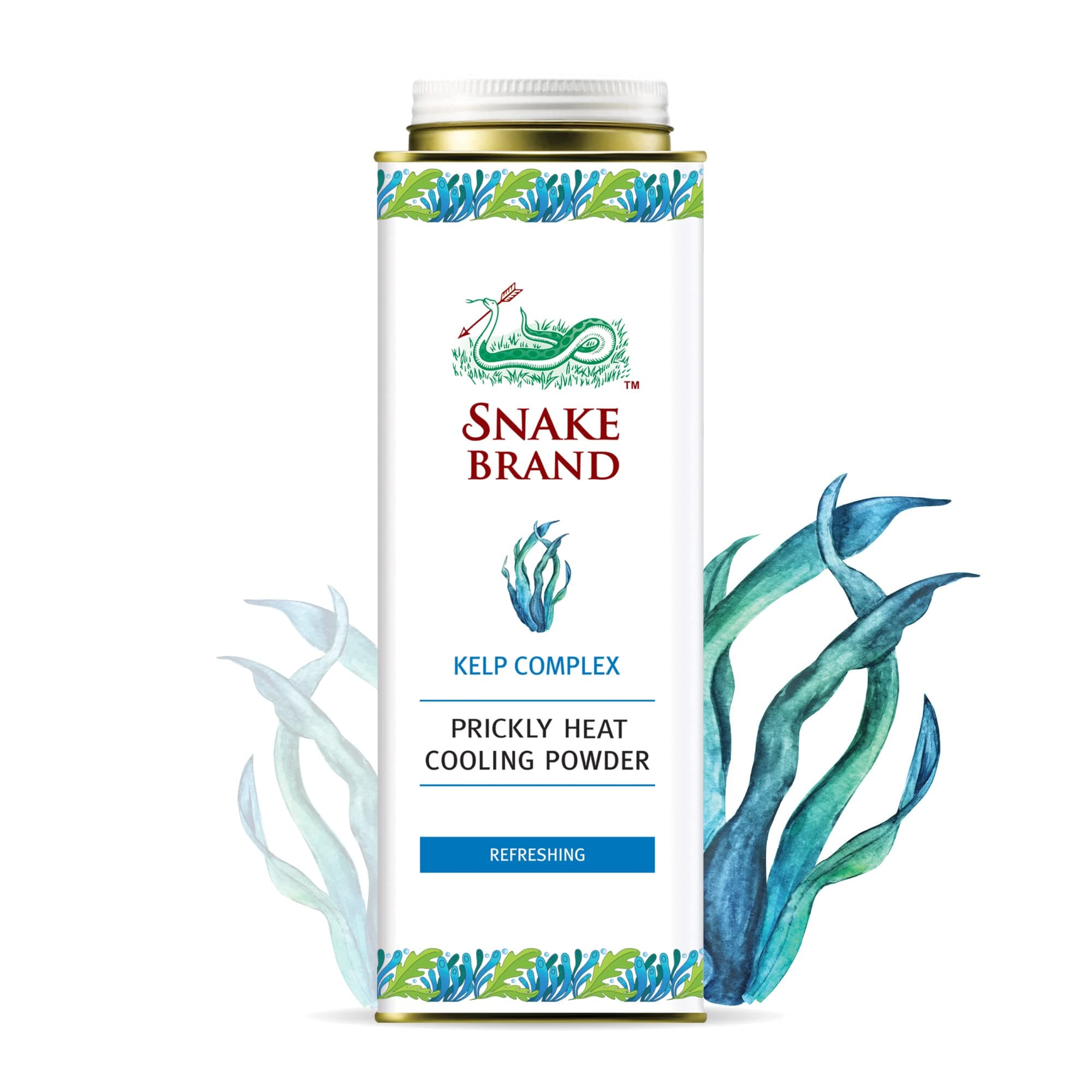 Snake Brand Prickly Heat Cooling Powder for Everyday Use - Anti-Chafing, Heat Rash Relief, Ocean Fresh Kelp Scent (9.9 Oz / 280g)