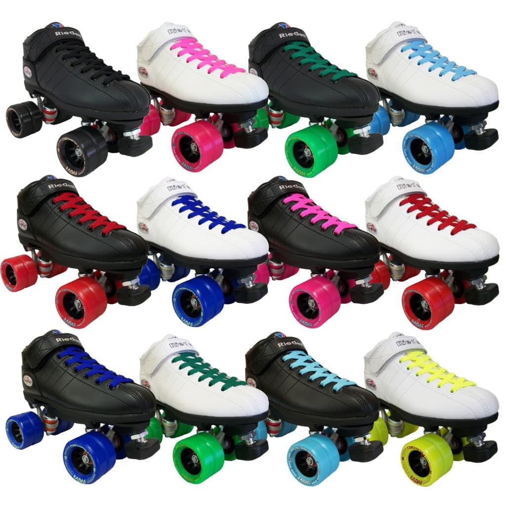 Riedell R3 Demon Speed Roller Skates - Black with royal blue wheels - Boys/Girls 3