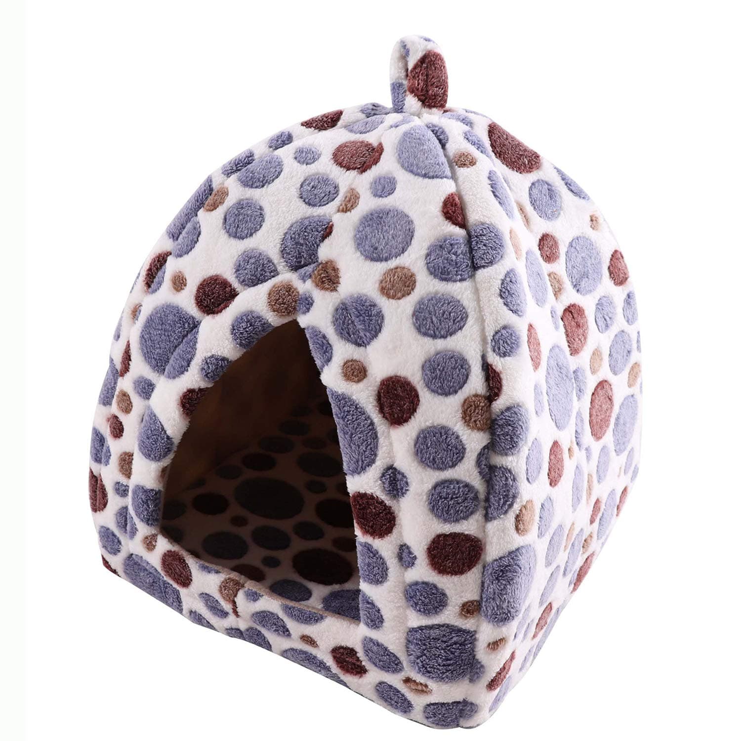 Pispet Pet Tent Bed - Soft & Stylish Cozy Polka Dot House for Cats and Small Dogs