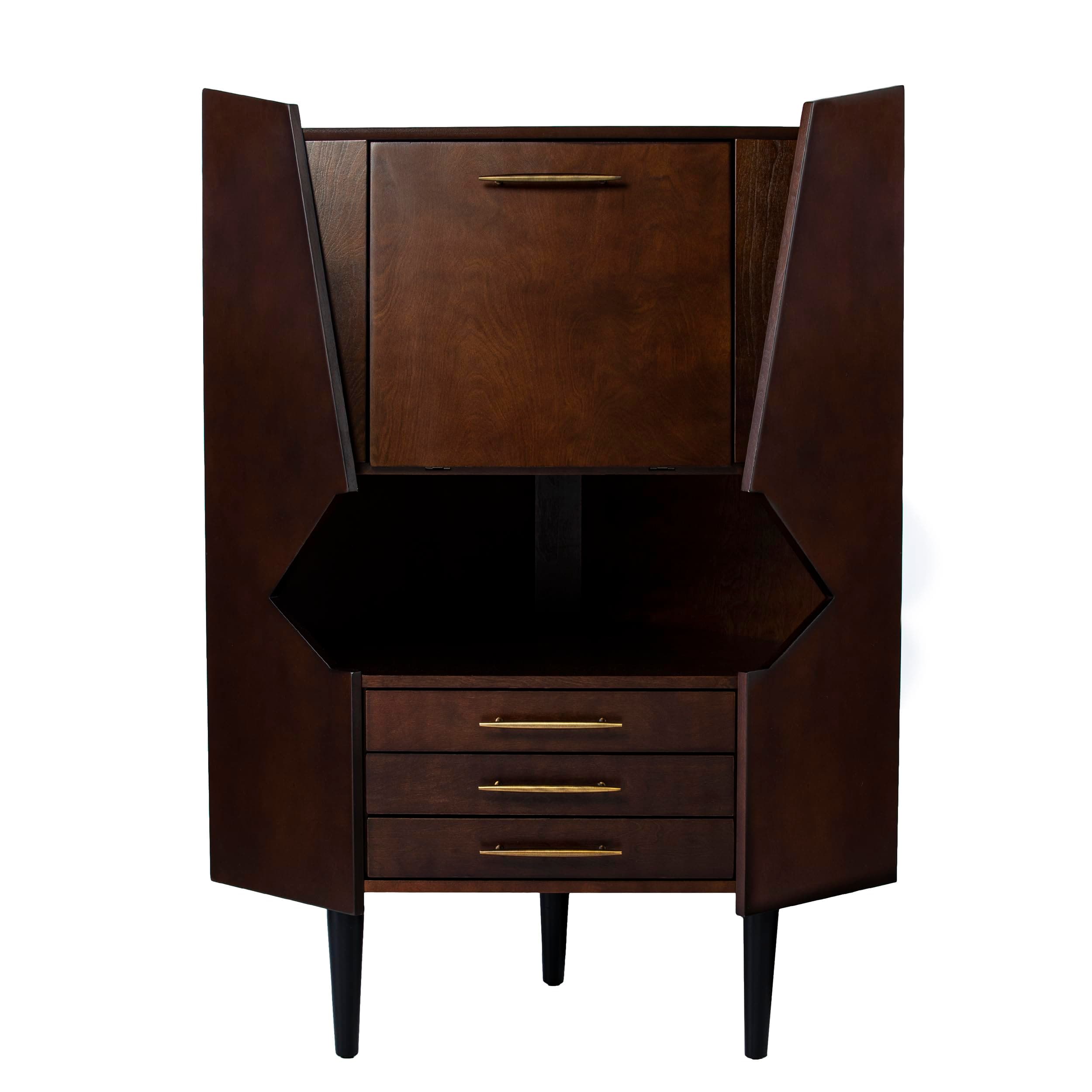 SEI FURNITURE Larson Corner Storage Bar Cabinet, brown.
