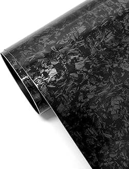 Forged Carbon Fiber Vinyl Wrap for Cars, Black High Gloss Crushed Stone Car Wrap Vinyl Roll, PVC Self-Adhesive DIY Auto Sticker Decal(Black, 1ft x 10ft)