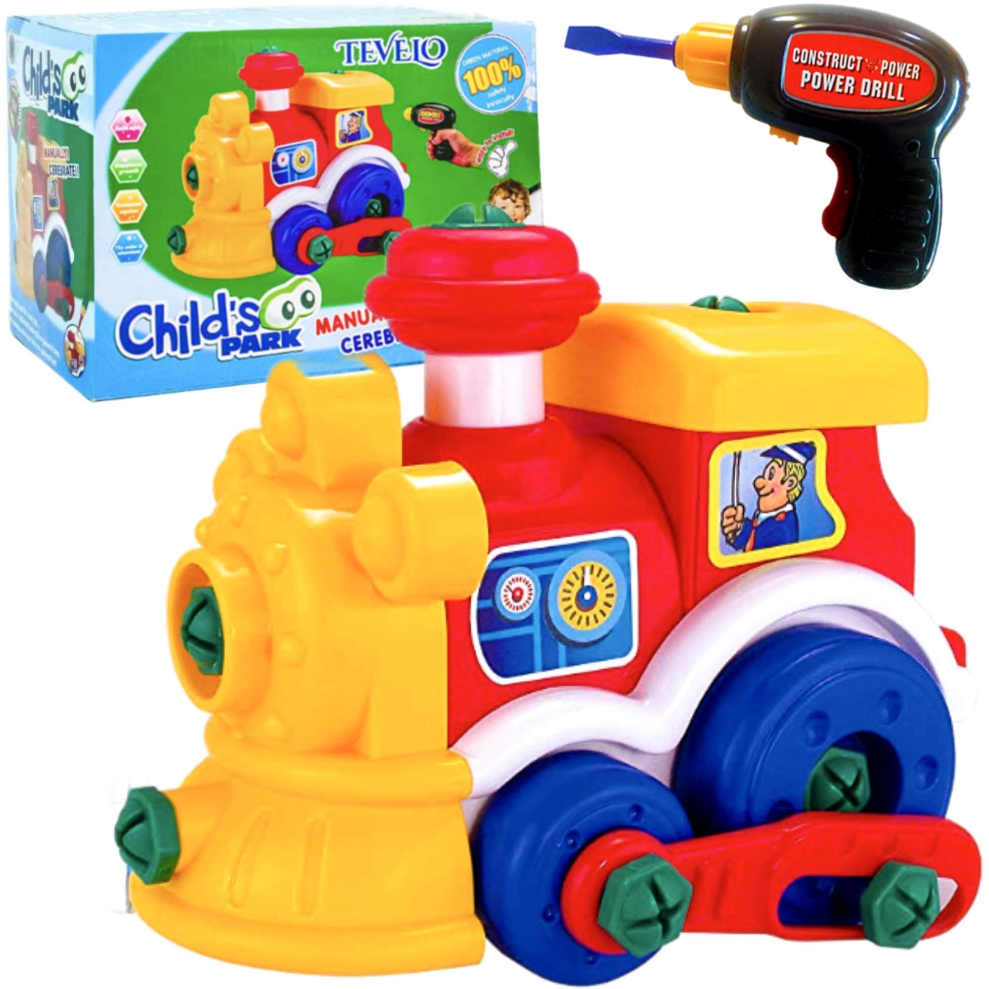 Take a Part Toys Locomotive Train with Drill and Tools. STEM Education Construction Vehicle. Engineering Building Play Set for Boys Girls Toddlers, Best Gift for Kids