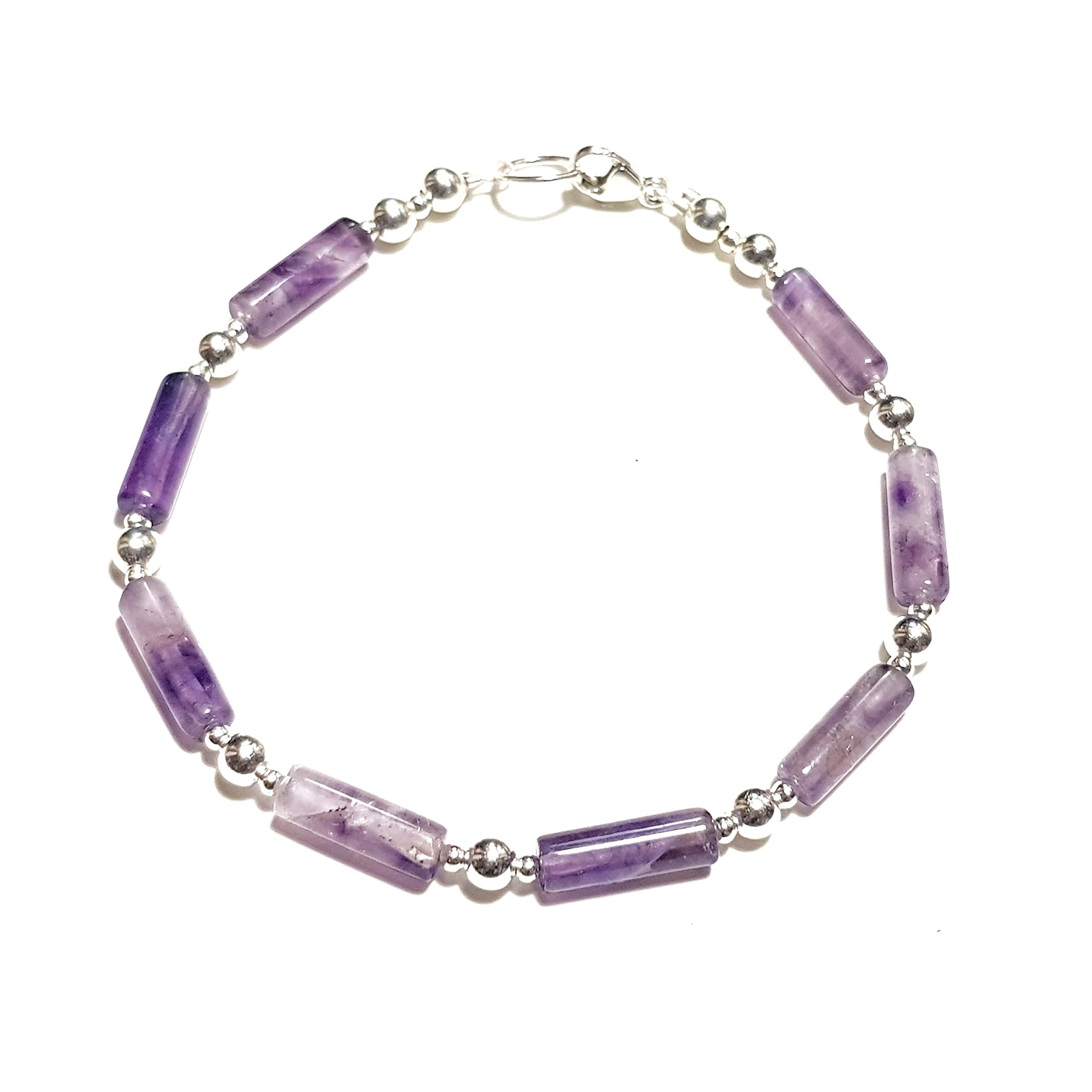 Amethyst and Sterling Silver Beaded Bracelet