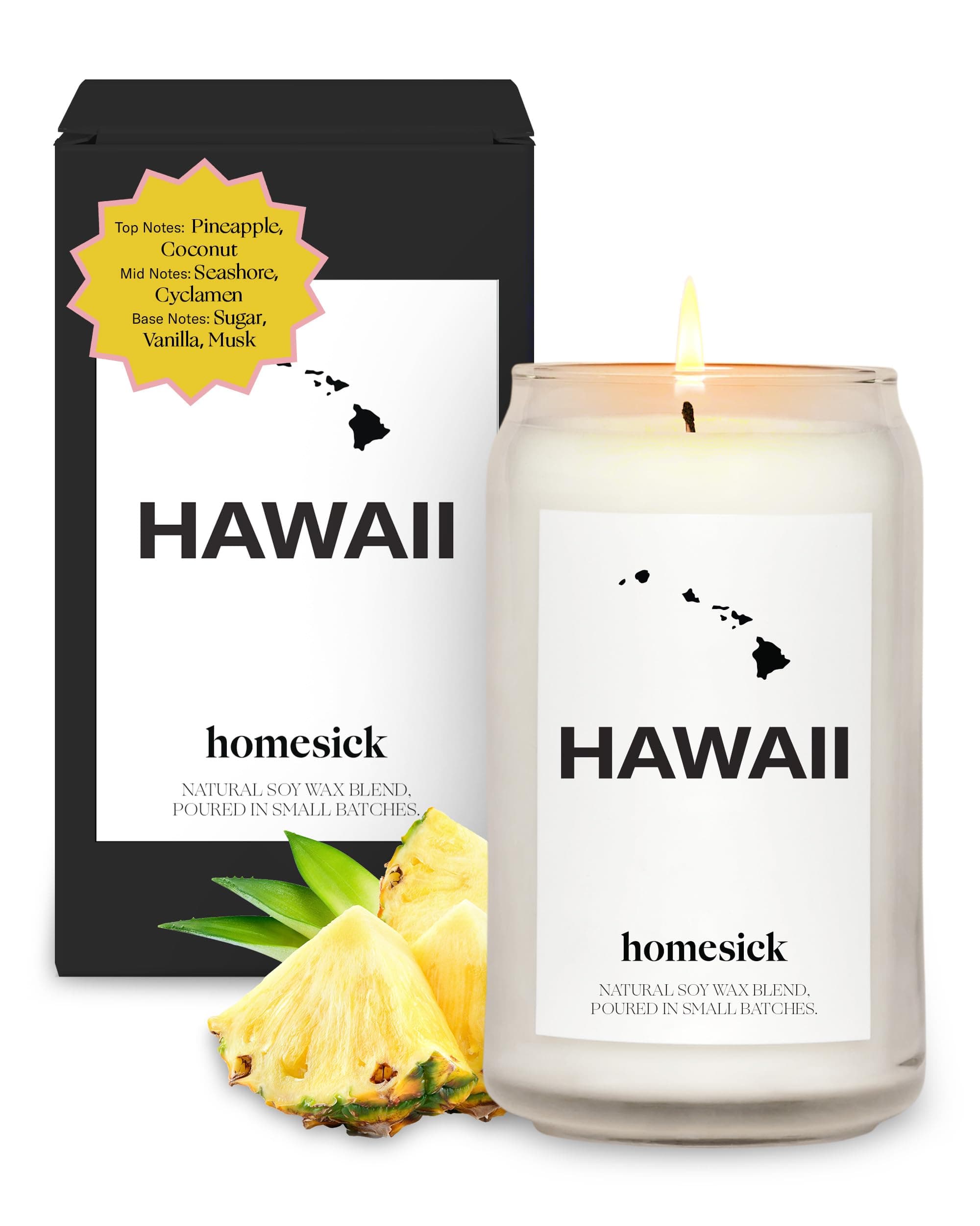 Homesick Scented Candles for Home (Hawaii) - 13.75 oz Long-Lasting Soy Wax Jar Candle for Women & Men for All Occasions, 60-80 Hours Burn Time - Notes of Pineapple & Coconut