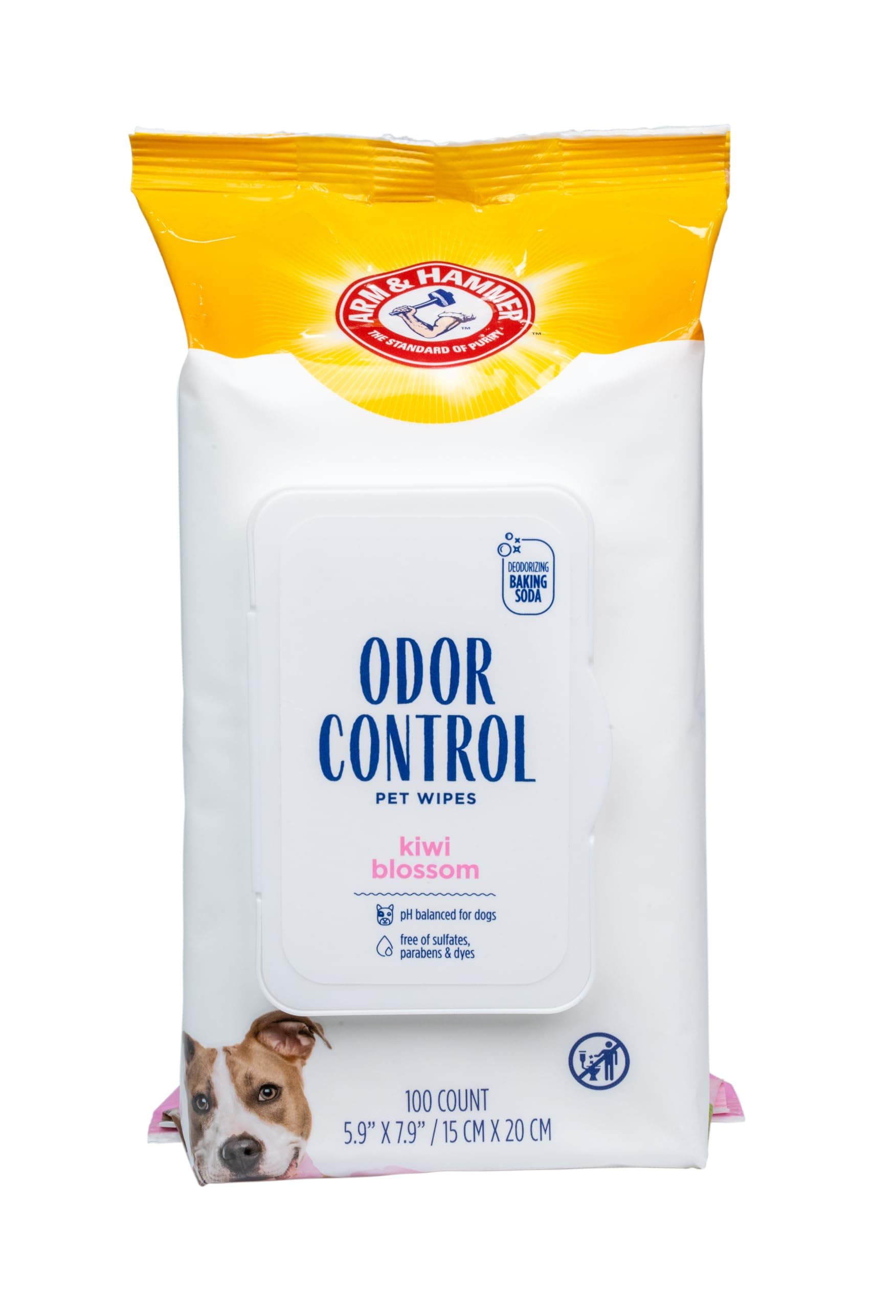 for Pets Odor Control Dog Wipes, Deodorizing Wipes with Baking Soda for Dogs Between Baths, Gentle Cleaning Pet Grooming Wipes for Everyday Freshness, Kiwi Blossom Scent, 100 Count