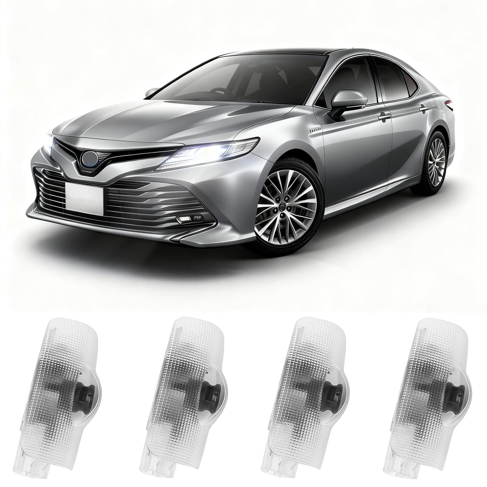 4Pcs Car Door Lights Logo Projector Compatible with Highlander/Camry/4runner/Sienna/Corolla/Tundra/Prius/Venza/Prado/Sequoia/Reiz/Previa/Alphard Model, 3D LED Car Welcome Projector Lights