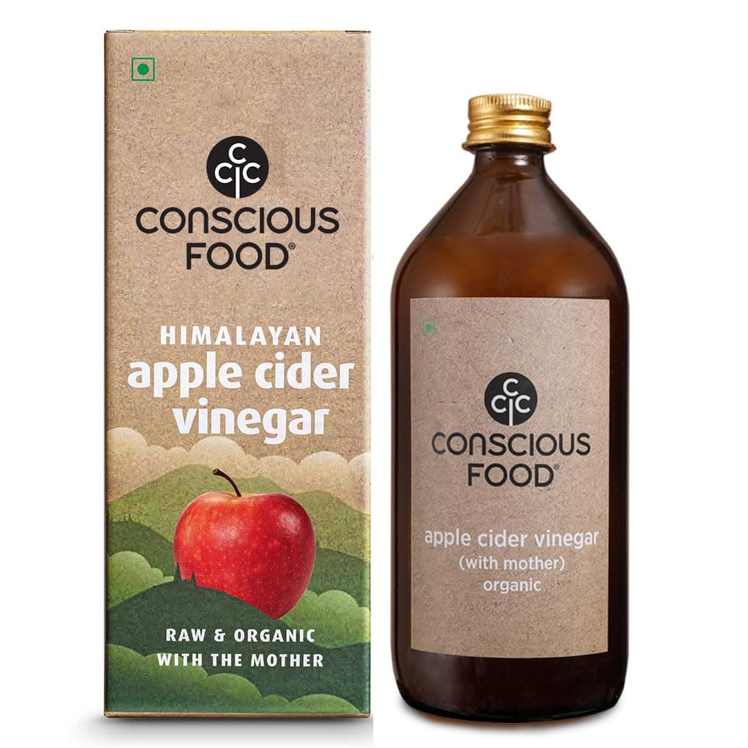 Conscious Food Organic Apple Cider Vinegar | 500ml | With the Mother | Weight Management | Raw, Unfiltered & Organic | Glass bottle