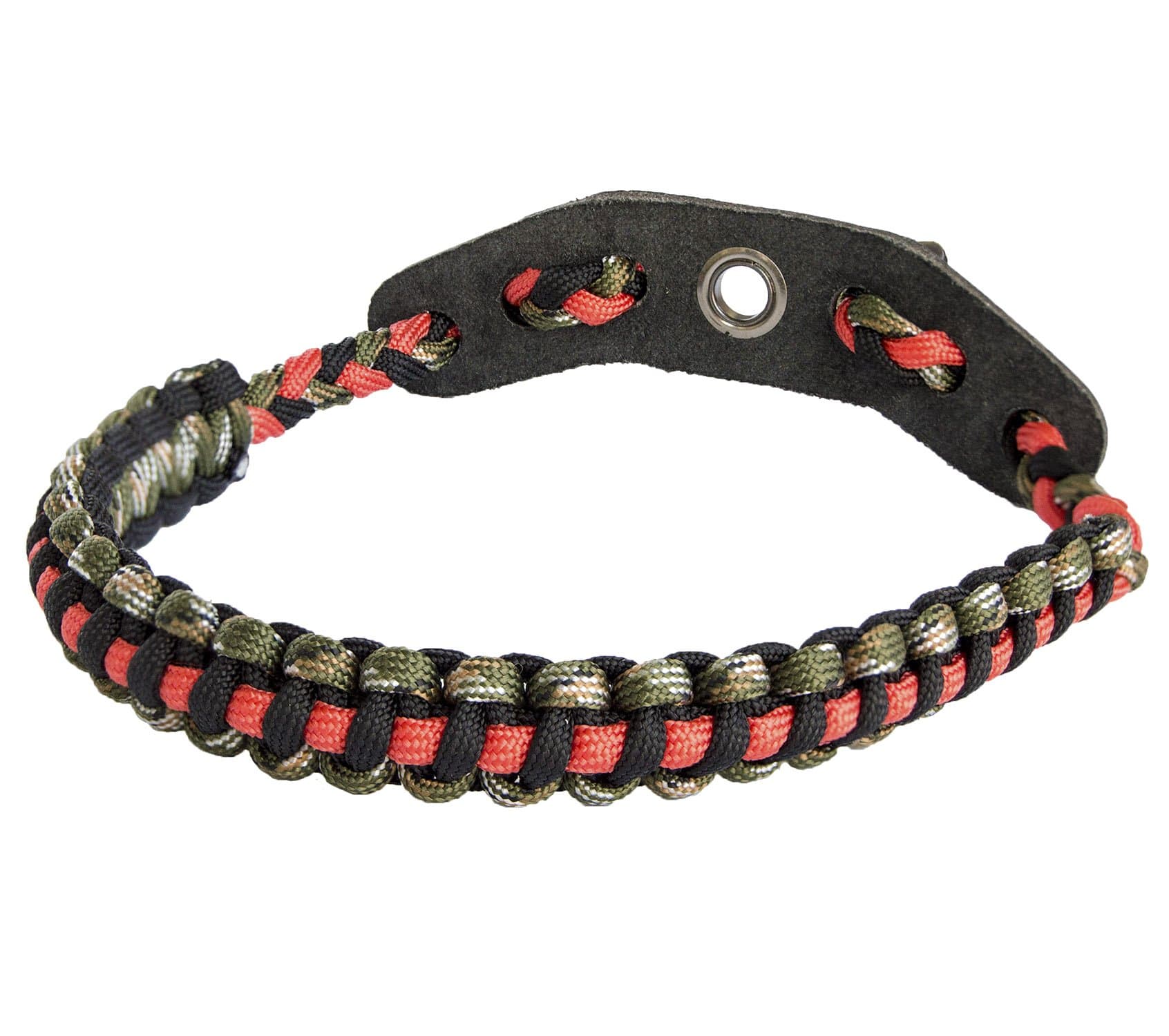 LANHE TACTICAL 550 Paracord Bow Wrist Sling Archery Adjustable Bow Strap Leather Yoke with Metal Grommet for Hunting Target Shooter (Red)