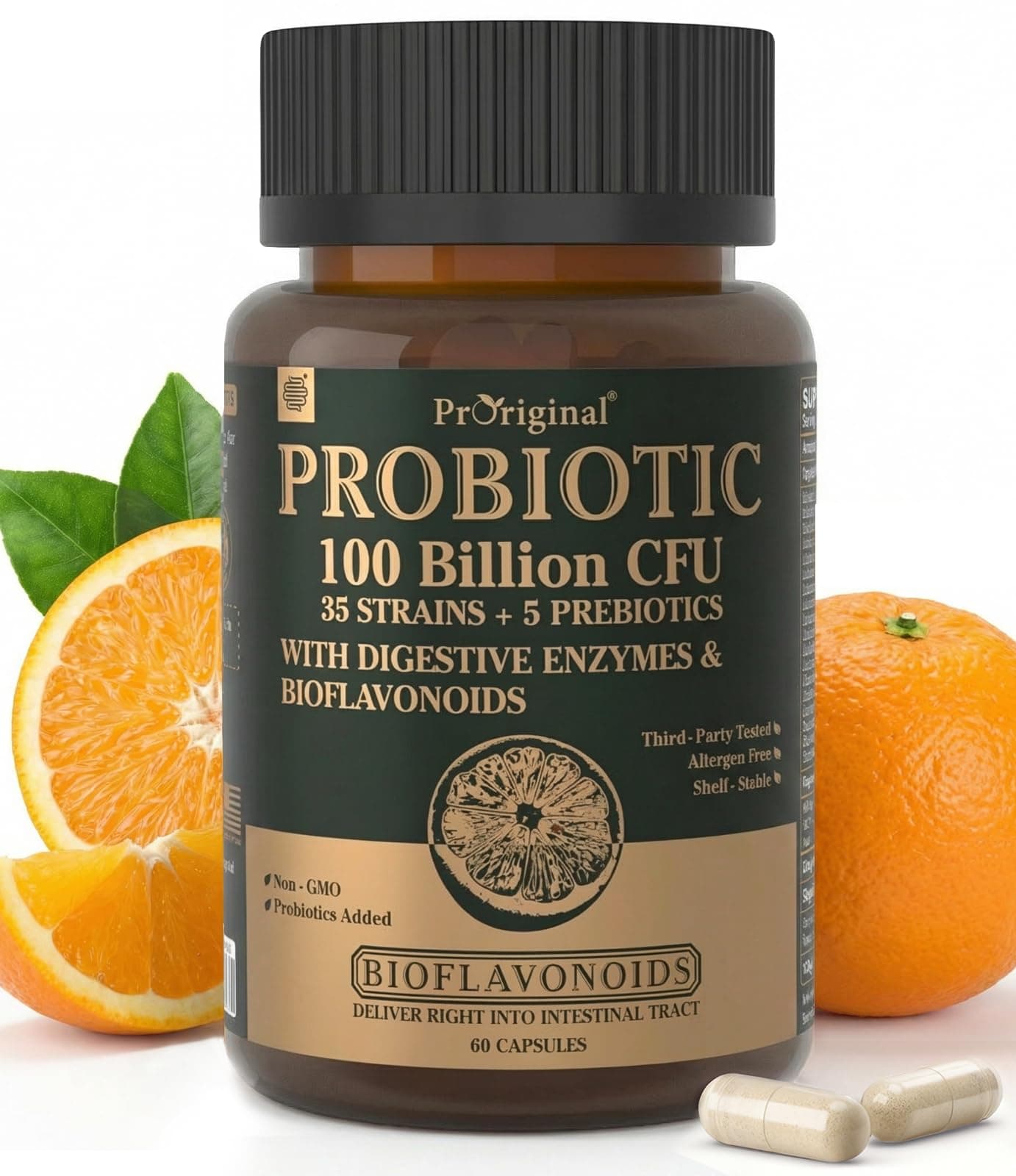 Probiotics with Prebiotics for Men and Women - 35 Strains Probiotics 100 Billion CFU for Gut & Digestive Health, Vegan Acidophilus Probiotic Supplement, Non-GMO Raw Probiotic 60 Capsules