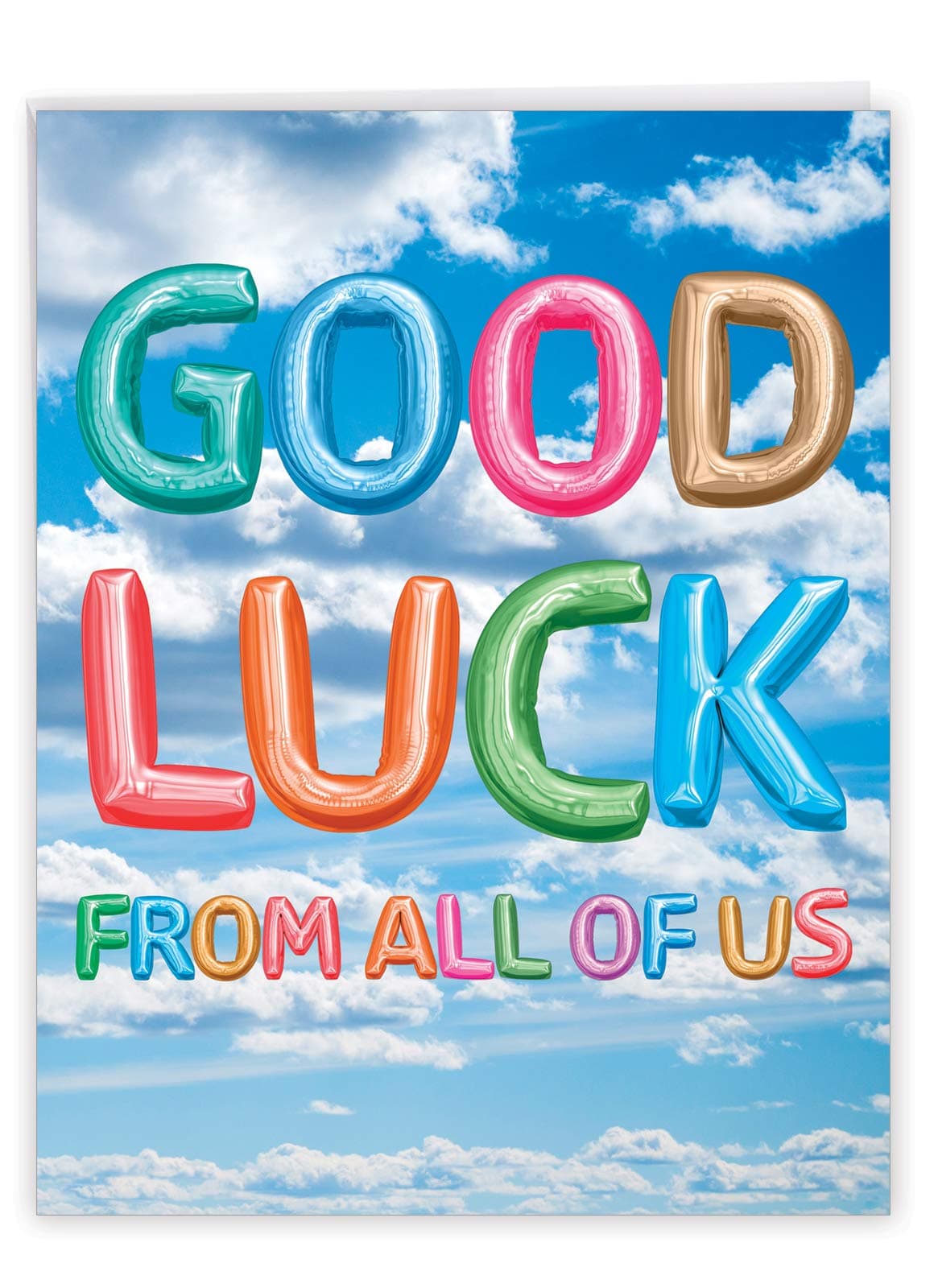 Big Good Luck Greeting Card (8.5 x 11 Inch) - Balloons, Colorful Card for Men and Women (Not 3D or Raised) - Inflated Messages Good Luck J5651SGLG-US