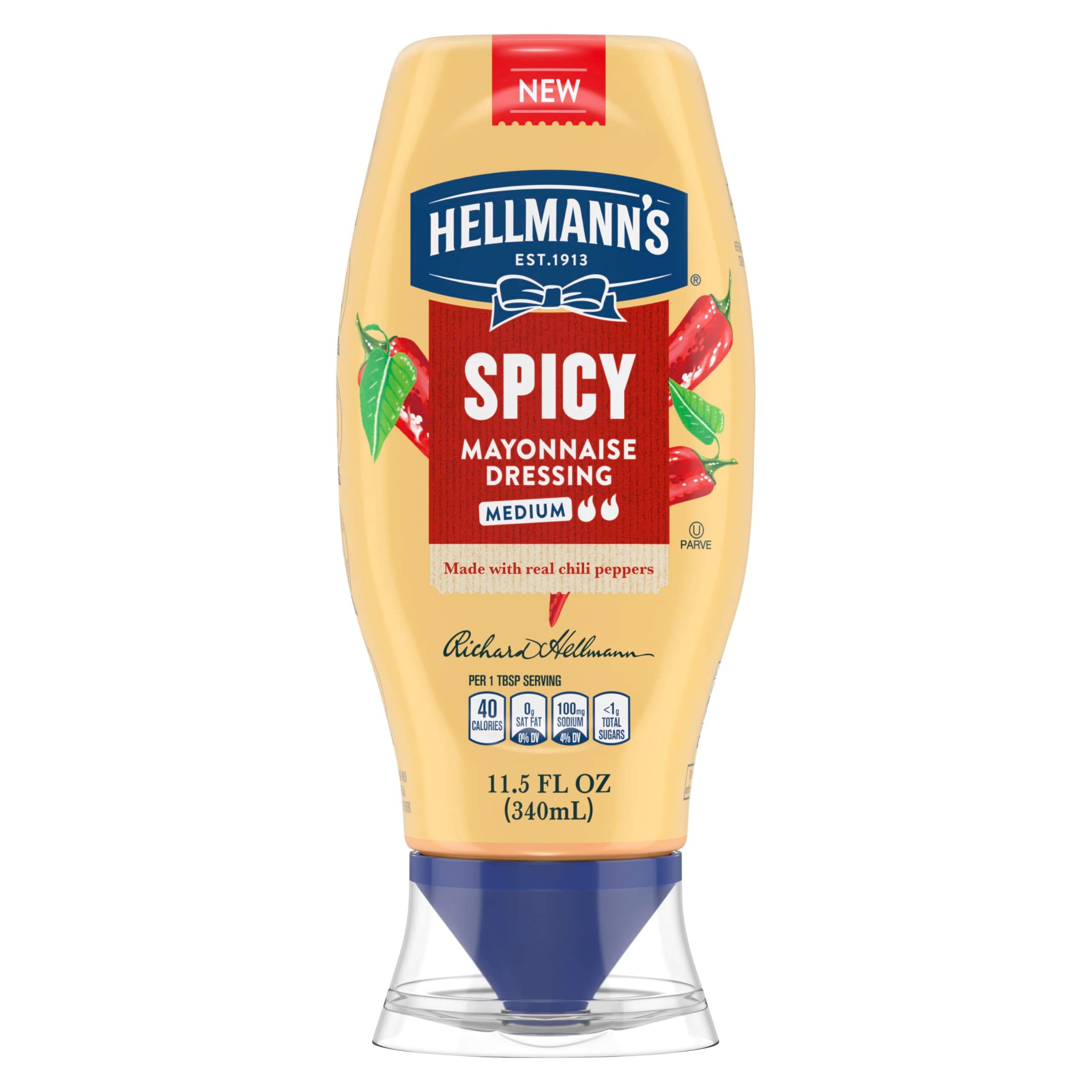 Spicy Mayonnaise Dressing Squeeze Bottle For a Rich, Creamy Condiment Made with Real Chili Peppers 11.5 oz