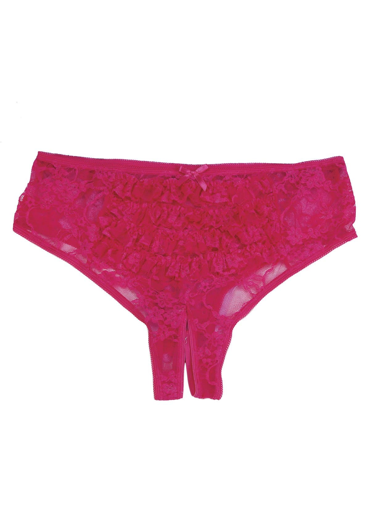 Shirley of Hollywood Plus Size Lace Open Front Panty (X54) 1/2/Hot Pink
