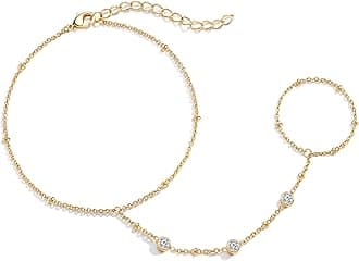 Gold Bracelets for Women Non Tainish,Dainty Bracelets Stack for Women Trendy, Gold Plated Cuff Stackable Bracelets With Beaded Cuban Paperclip Snake Rope Bangle Hand Chain Jewelry Gifts for Women