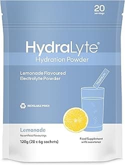 Hydralyte Effervescent Electrolytes Powder Sachets - 20 Lemonade Flavoured Sticks - Rapid Rehydration - Prevent Dehydration - Achieve Optimal Hydration