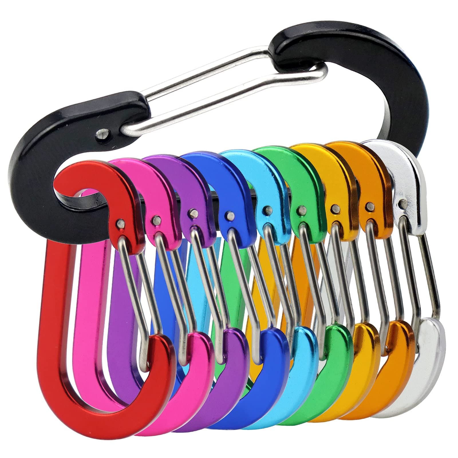Mini Carabiner Clip Aluminum Lightweight D-Shape Spring for Keychain Climbing Fishing Hiking Outdoor