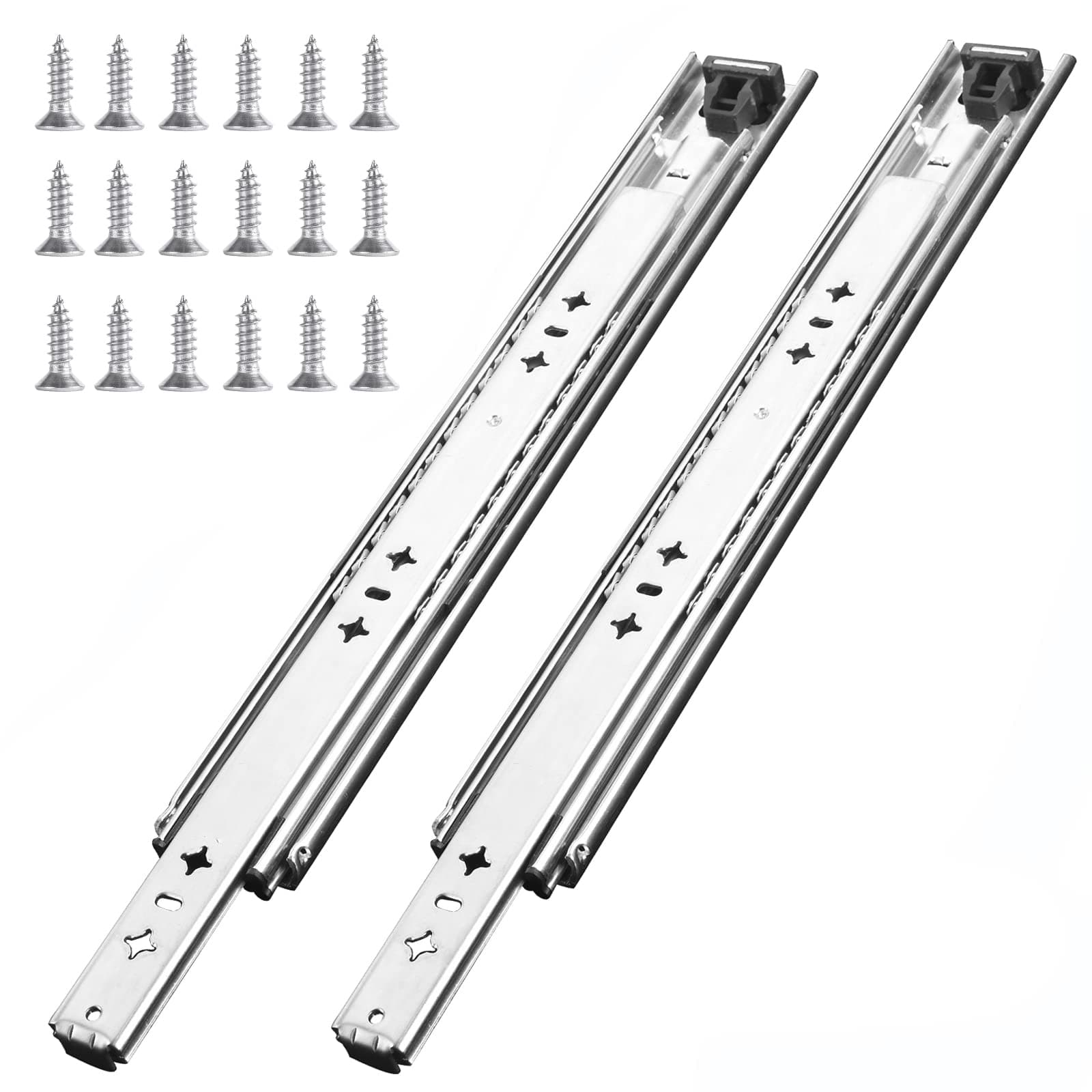 1 Pair 40 Inch 260 Lb Capacity Heavy Duty Drawer Slides(with Stainless Screws),Side Mount Undermount Full Extension 3 Fold Ball Bearing Stainless Steel Hardware Drawer Rails