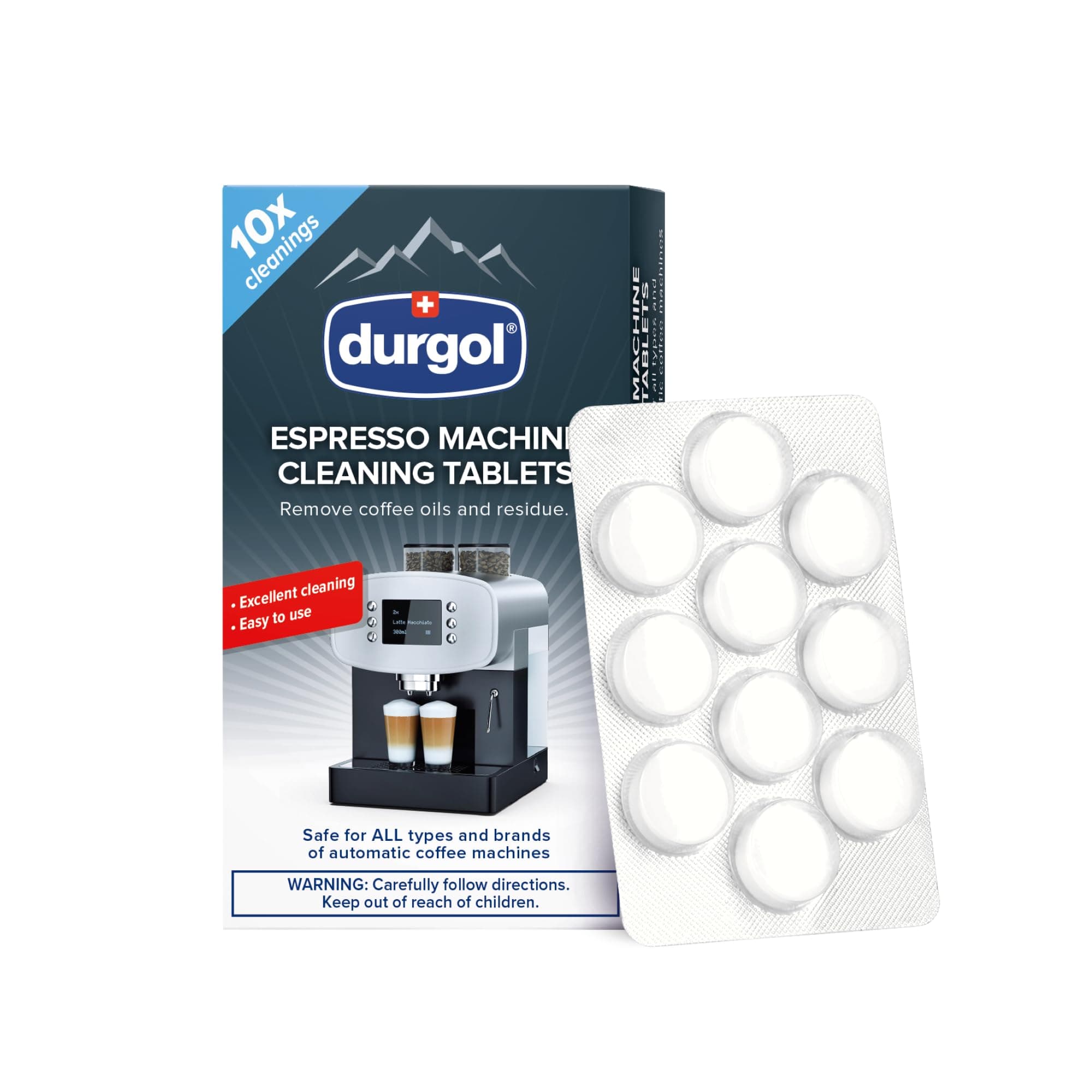 Durgol Espresso Machine and Coffee Maker Cleaning Tablets, 10 count