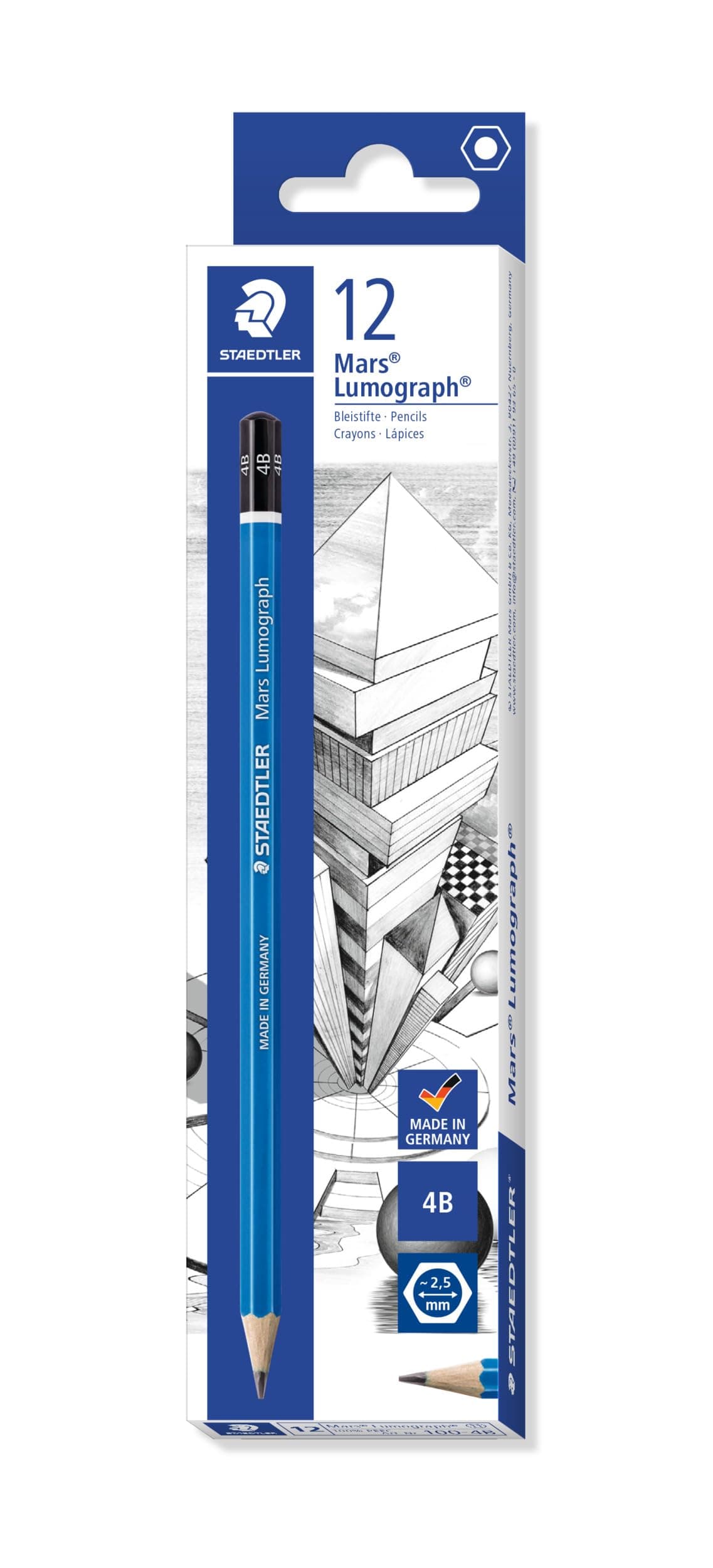 100-4B Mars Lumograph Graphite Pencils for Drawing & Sketching - 4B (Box of 12)
