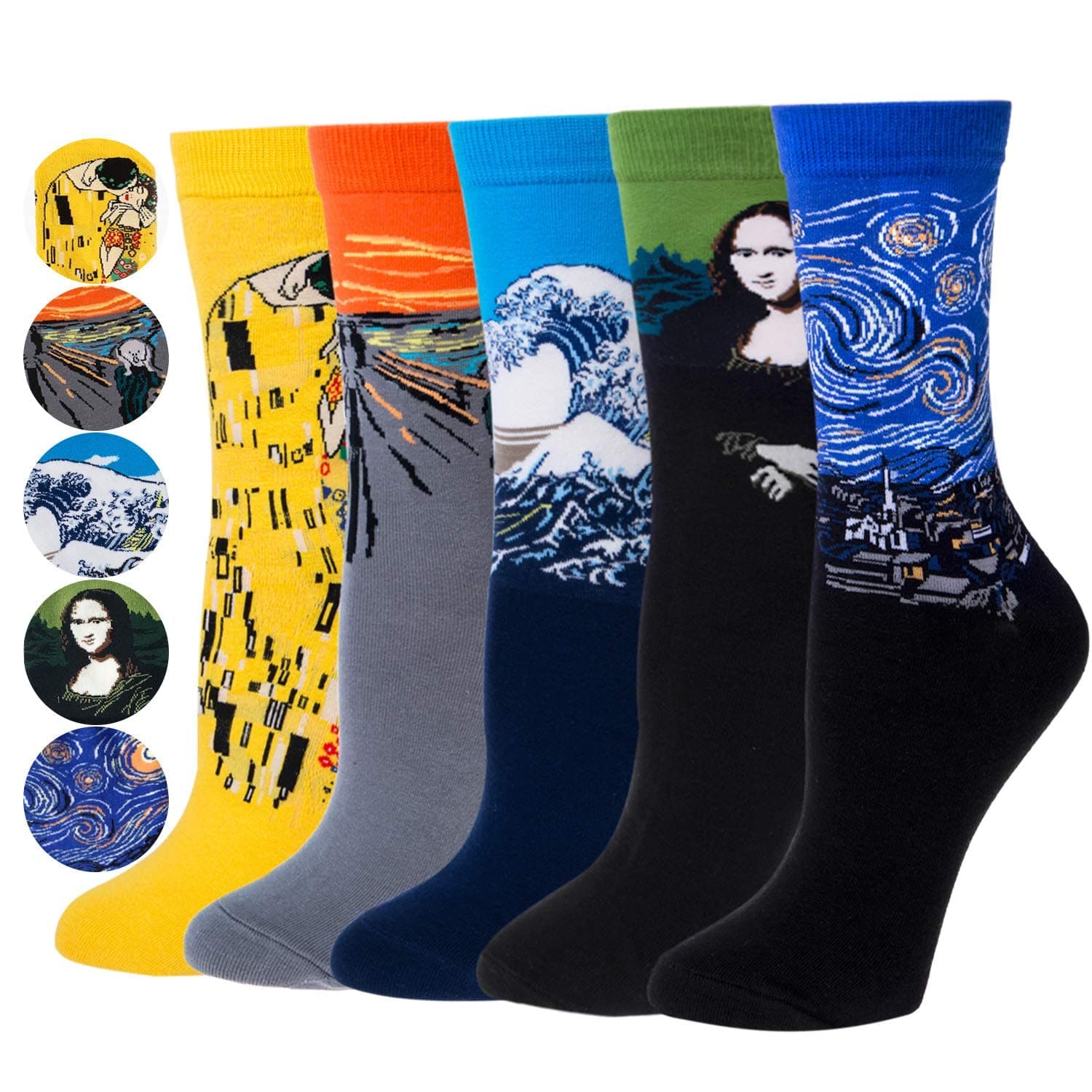 5 Pairs Mens Socks Novelty Painting Cotton Art Socks Funny Gifts for Men One Size