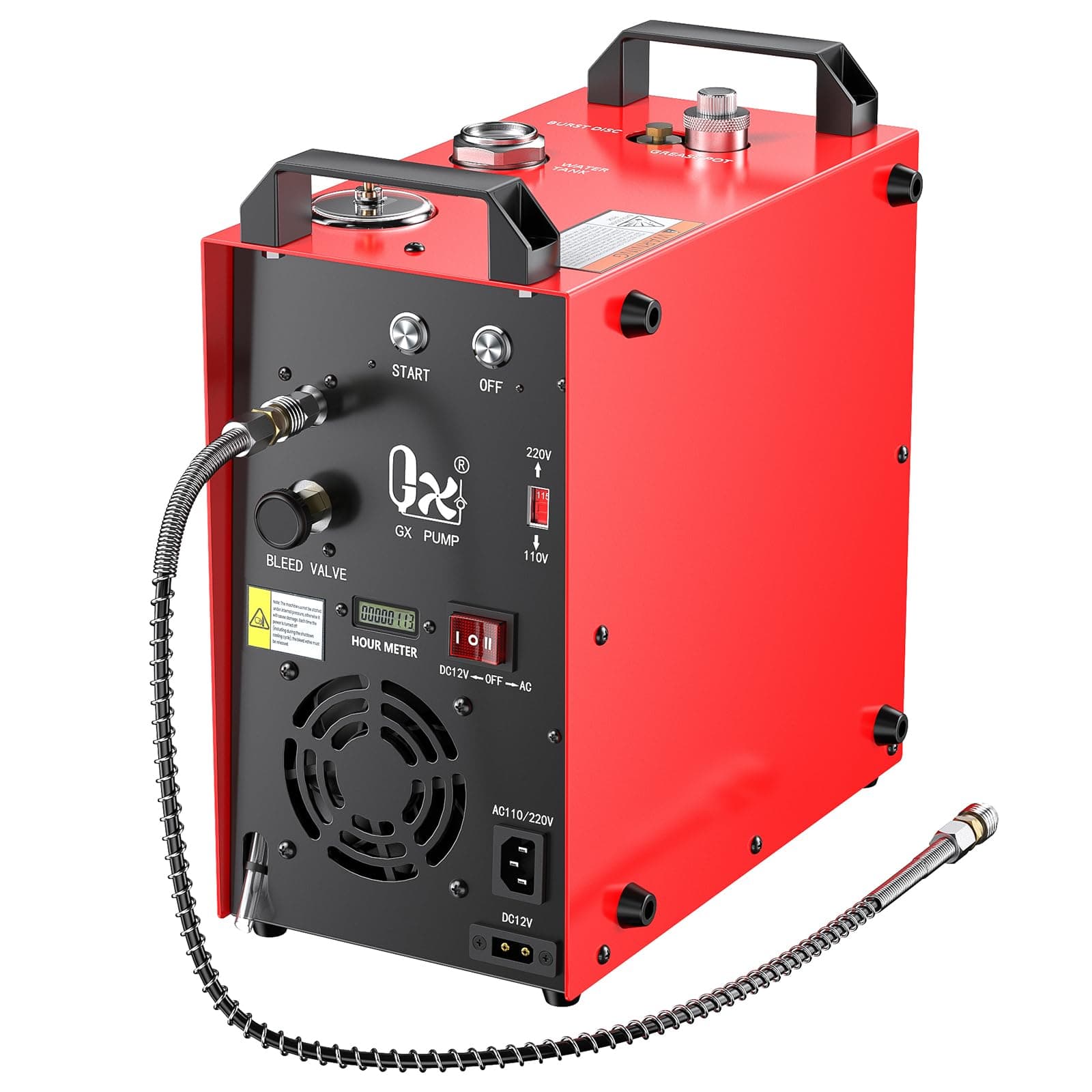 GX PUMP CS4-I Portable PCP Air Compressor, 350W Powerful Motor,Max 5800Psi/40Mpa, Built-in Home Converter, Water and Fans Cooling, 5 Hours Continous Work, 12V Auto Stop Paintball Air Compressor
