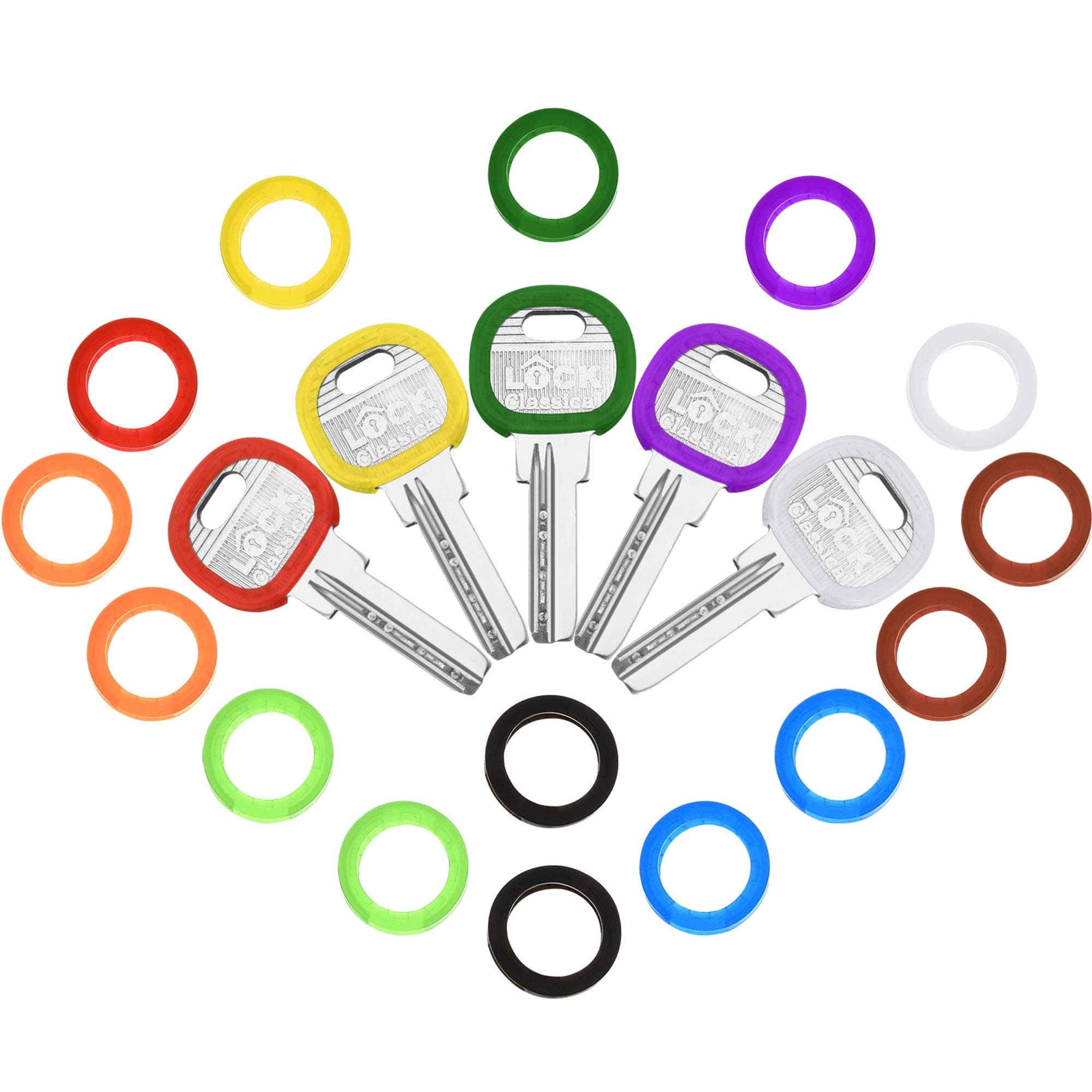 20 Pieces Key Caps Covers Tags Flexible Key Covers Plastic Key Identifier Rings for Easy Identifying Keys, 10 Colors (Round Key Caps)