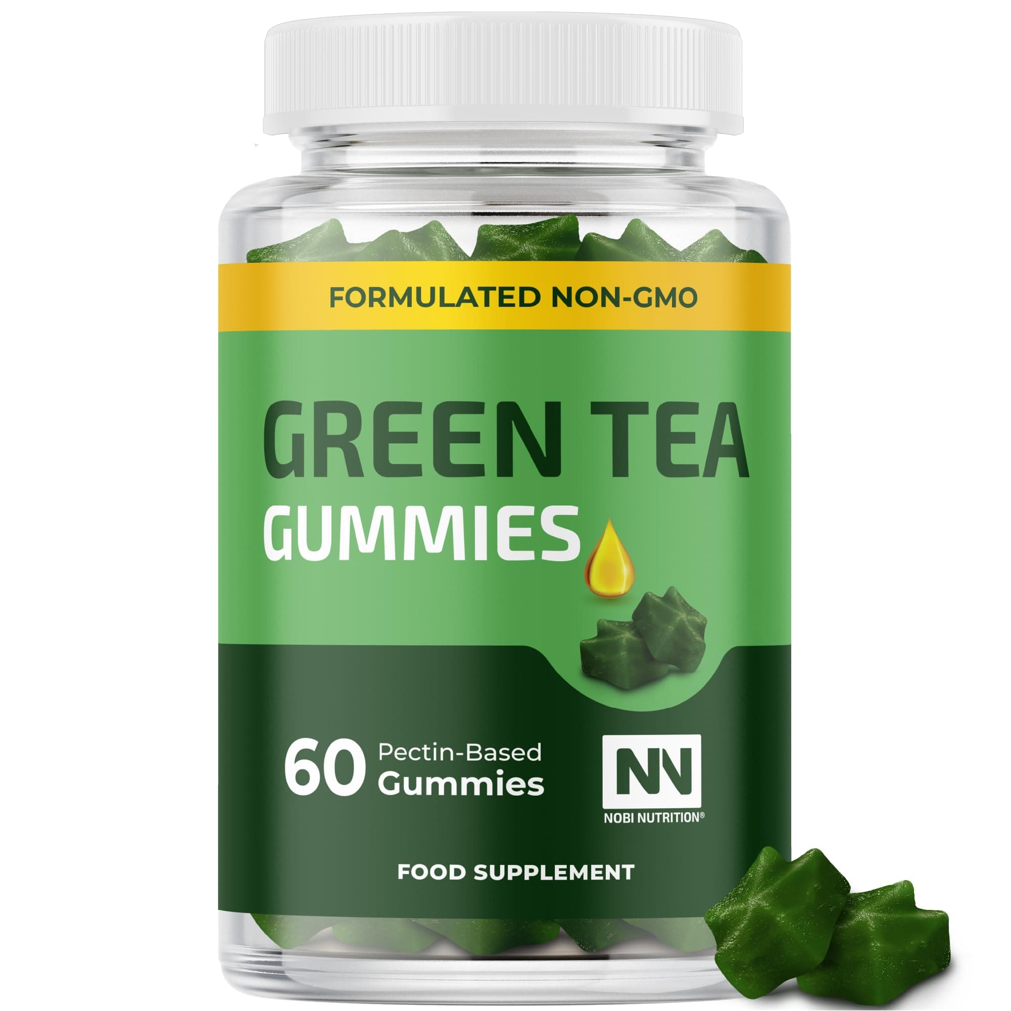 Green Tea Thermogenic Gummies | Metabolism, Workout & Appetite Support Supplements for Women & Men | 45% EGCG with Green Coffee Bean Extract & Raspberry Ketones | Keto Diet Friendly, Apple Flavor 60ct