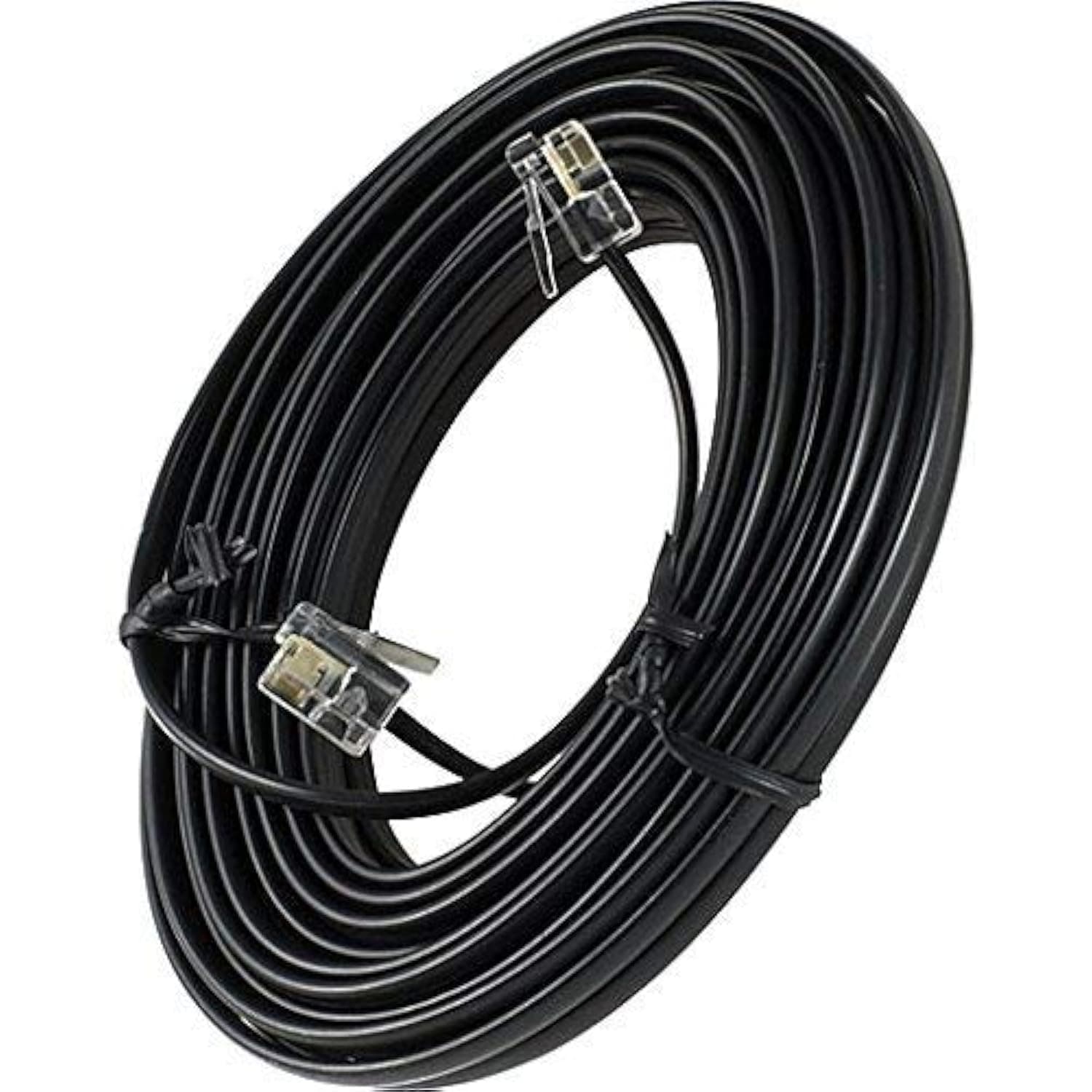 Bistras100' Foot Black Telephone Extension Cord Cable Line Wire RJ-11