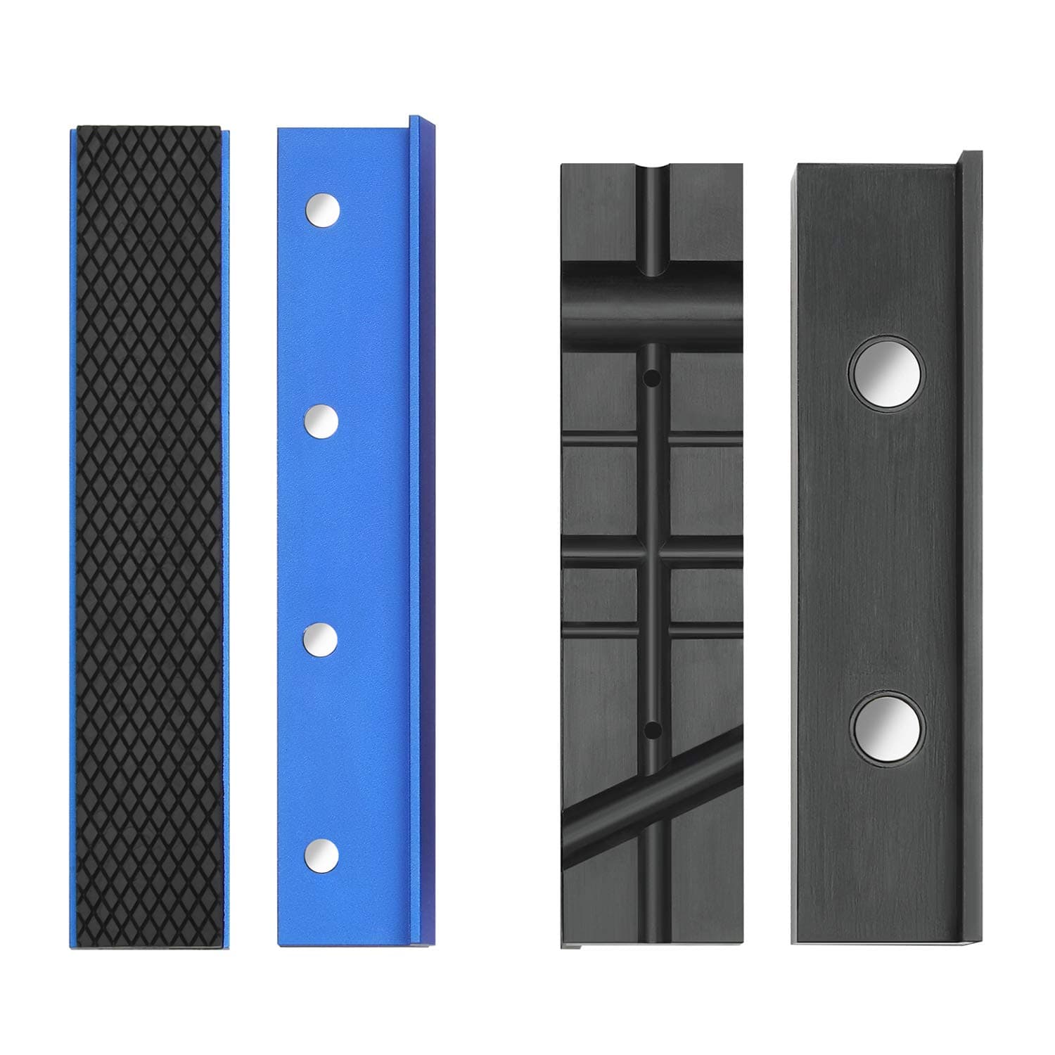 WORKPRO 2-Pair Vise Jaw Pads 6 inch & 5.5 inch, Magnetic Vice Jaw Covers Protectors, 5-1/2 inch Multi-Groove Jaw Pads and 6 inch Aluminum Pads Set