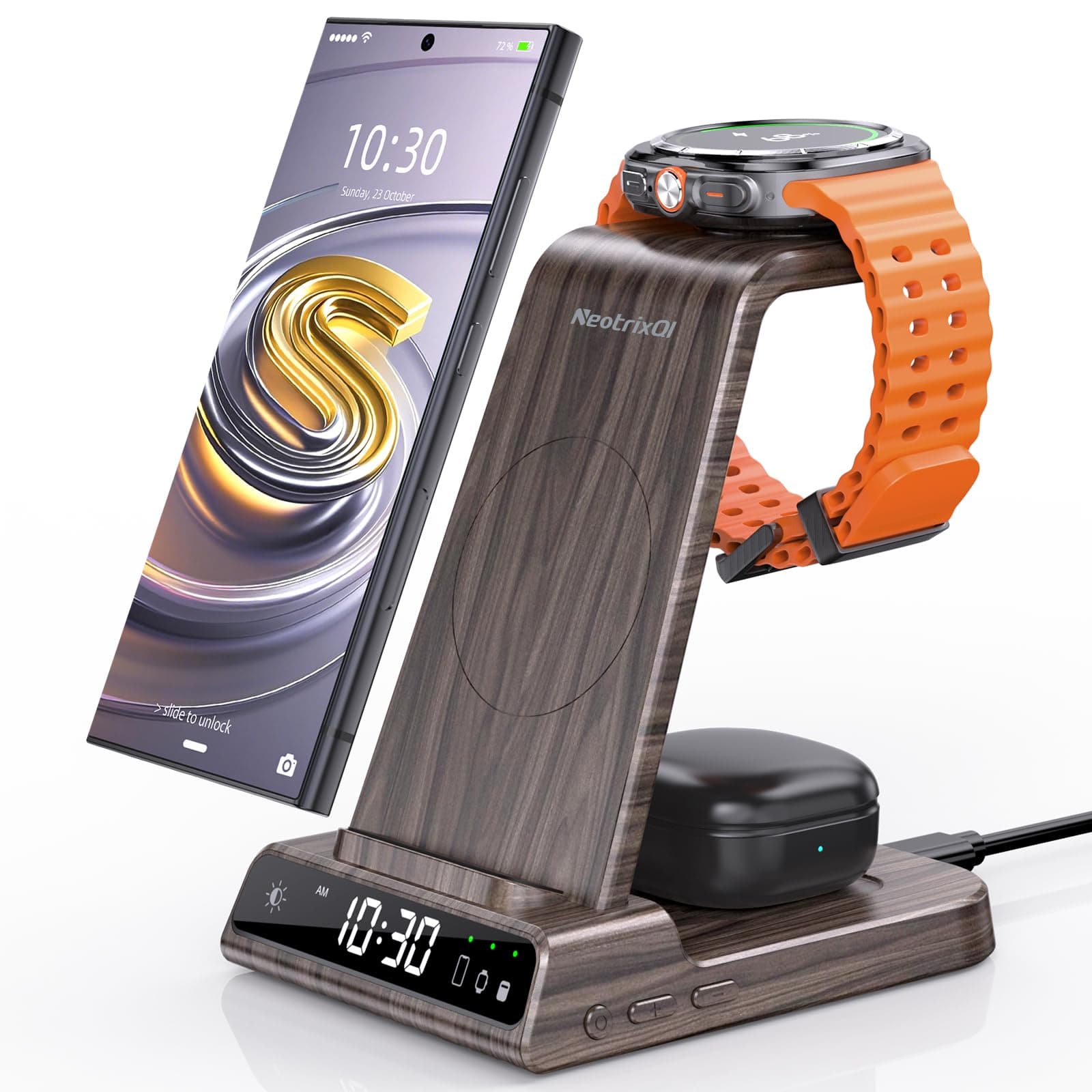 Wireless Charger for Samsung Charging Station for Galaxy S25 Ultra Watch 8/7/Ultra, Charger for Galaxy Watch 6/5, Wireless Phone Charger Samsung for S24 Z Fold 6 Galaxy Buds Pro 2