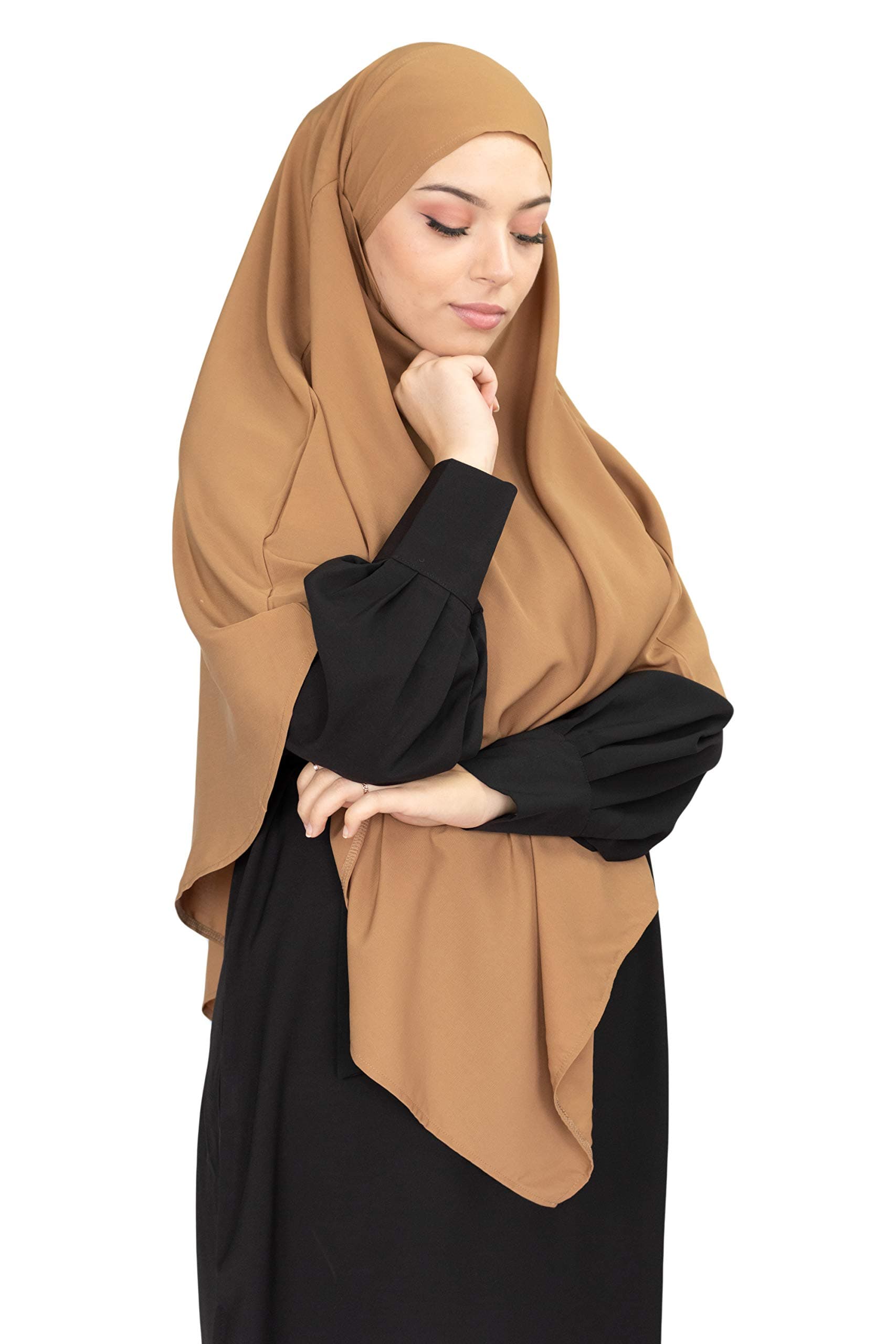 Lamis Hijabkhimar hijab slip on jilbab top for women muslim voile, Mocha