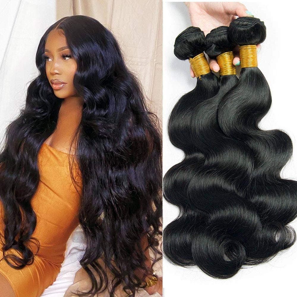 10A Straight Human Hair Bundles Virgin Brazilian Hair 3 Bundles Straight Hair Weave Bundles (10 12 14, Body wave)