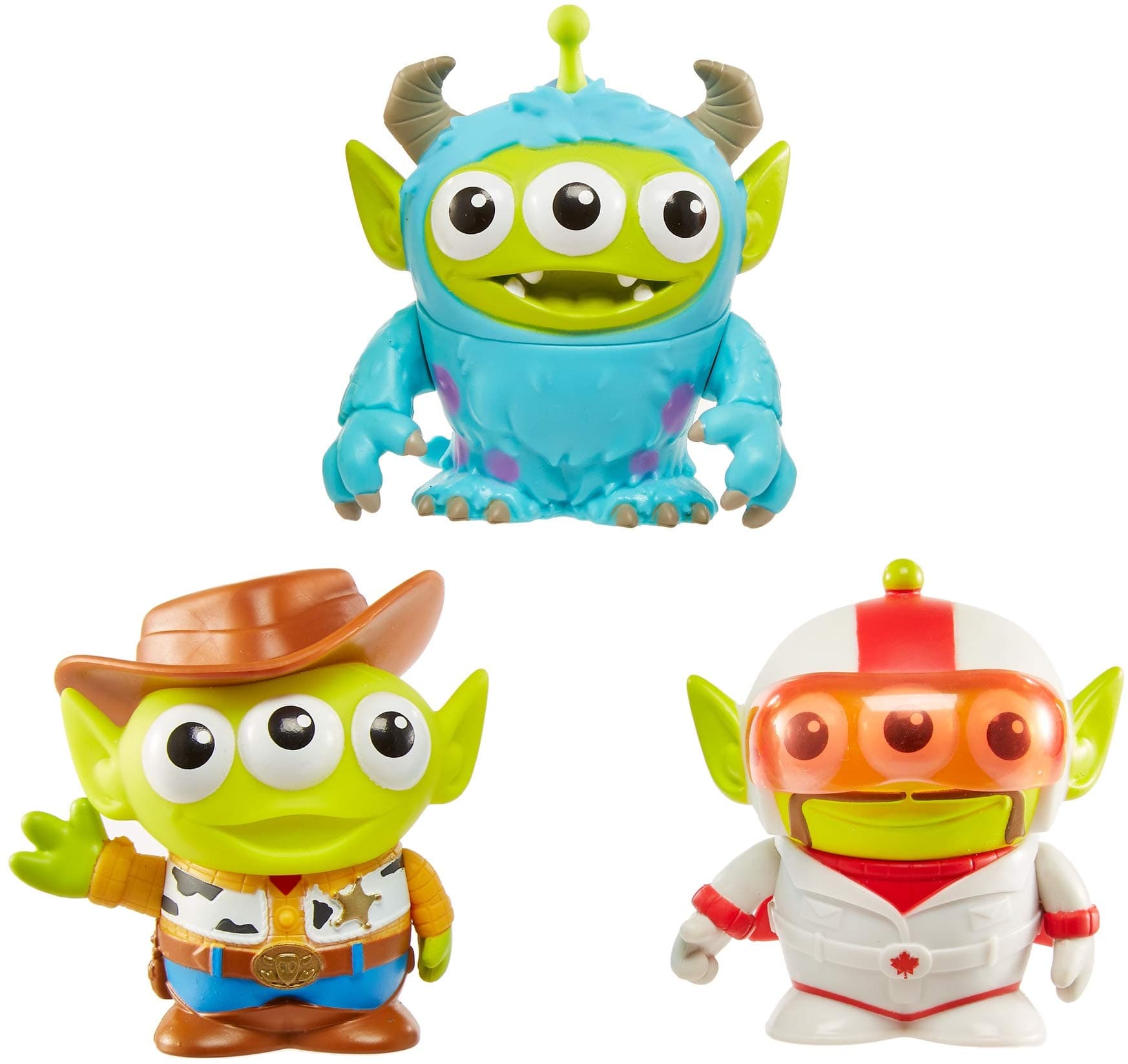Mattel Toy Story 4 Alien Remix 3-Pack Duke Caboom, Sulley & Woody 3-in Mashup Character Figures in a Pizza Box Package, Toy Story 4 Movie Collector Toys, Gift Ages 6 Years & Up