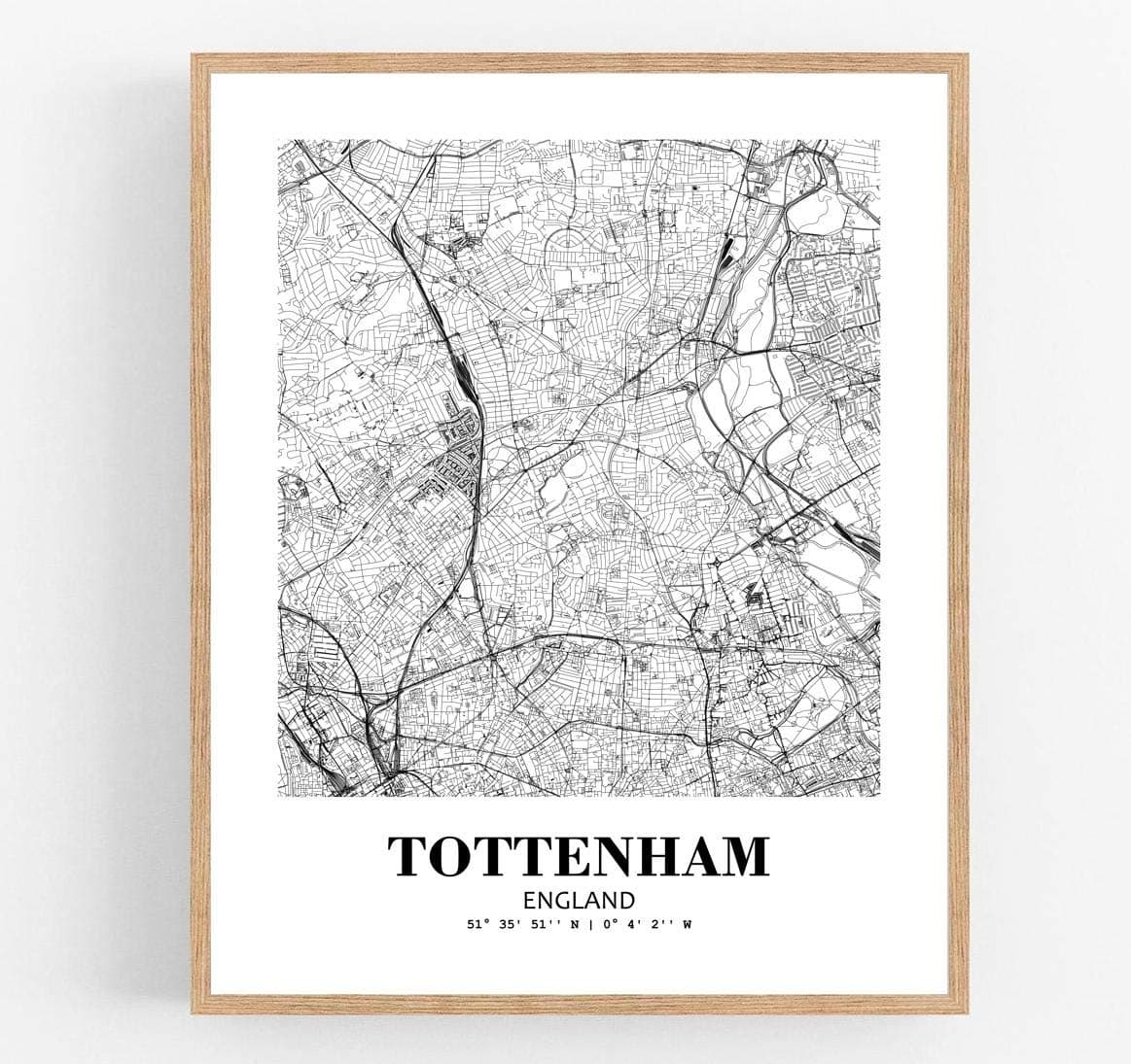 Eleville 13X19 Unframed Tottenham England City View Abstract Road Modern Map Art Print Poster Wall Office Home Decor Minimalist Line Art Hometown Housewarming wgn520