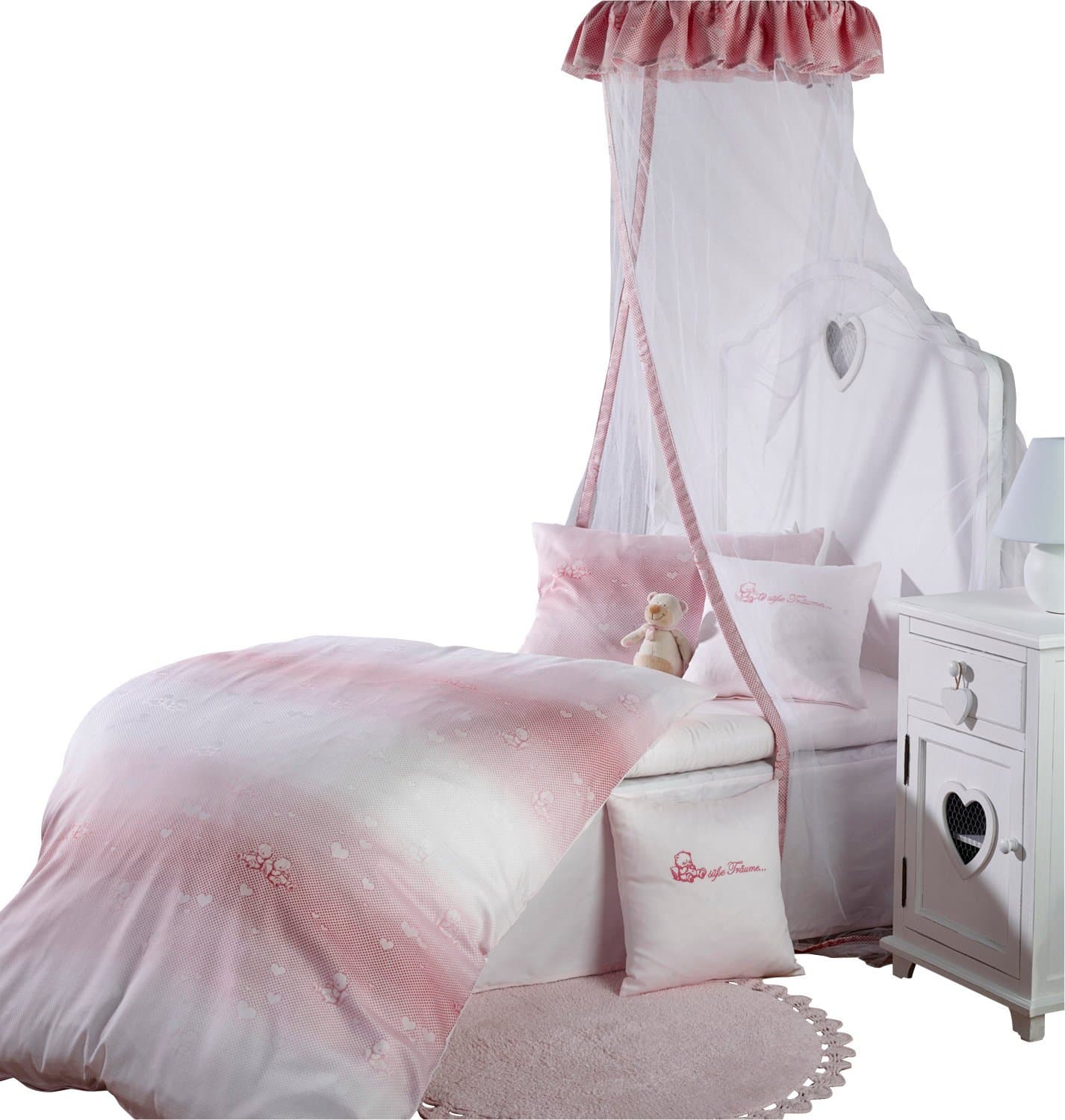 Curt Bauer duvet cover set damask rose pink size 40x60 cm / 100x135 cm