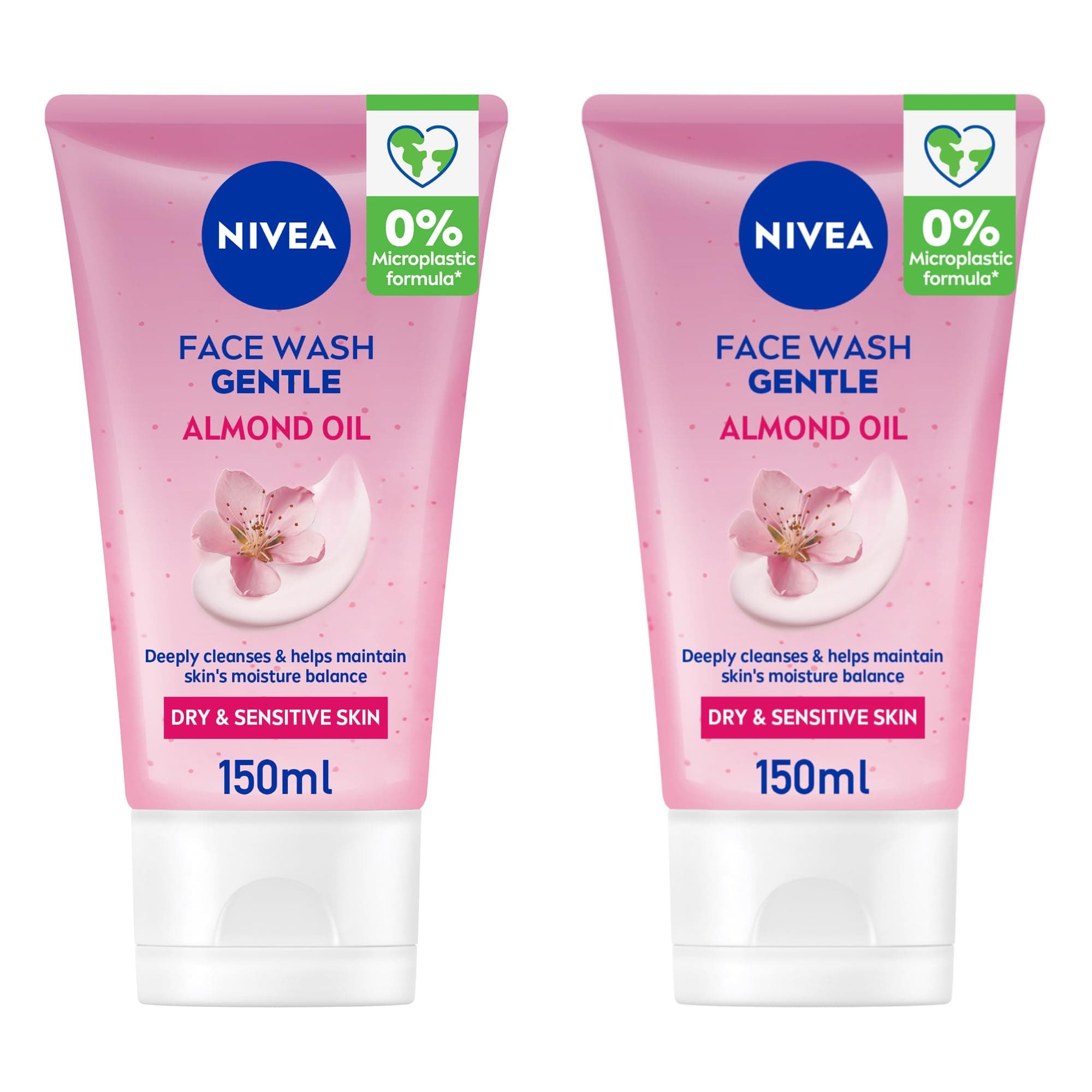 Face Wash Cleanser, Gentle Cleansing, Dry Skin, 2x150ml