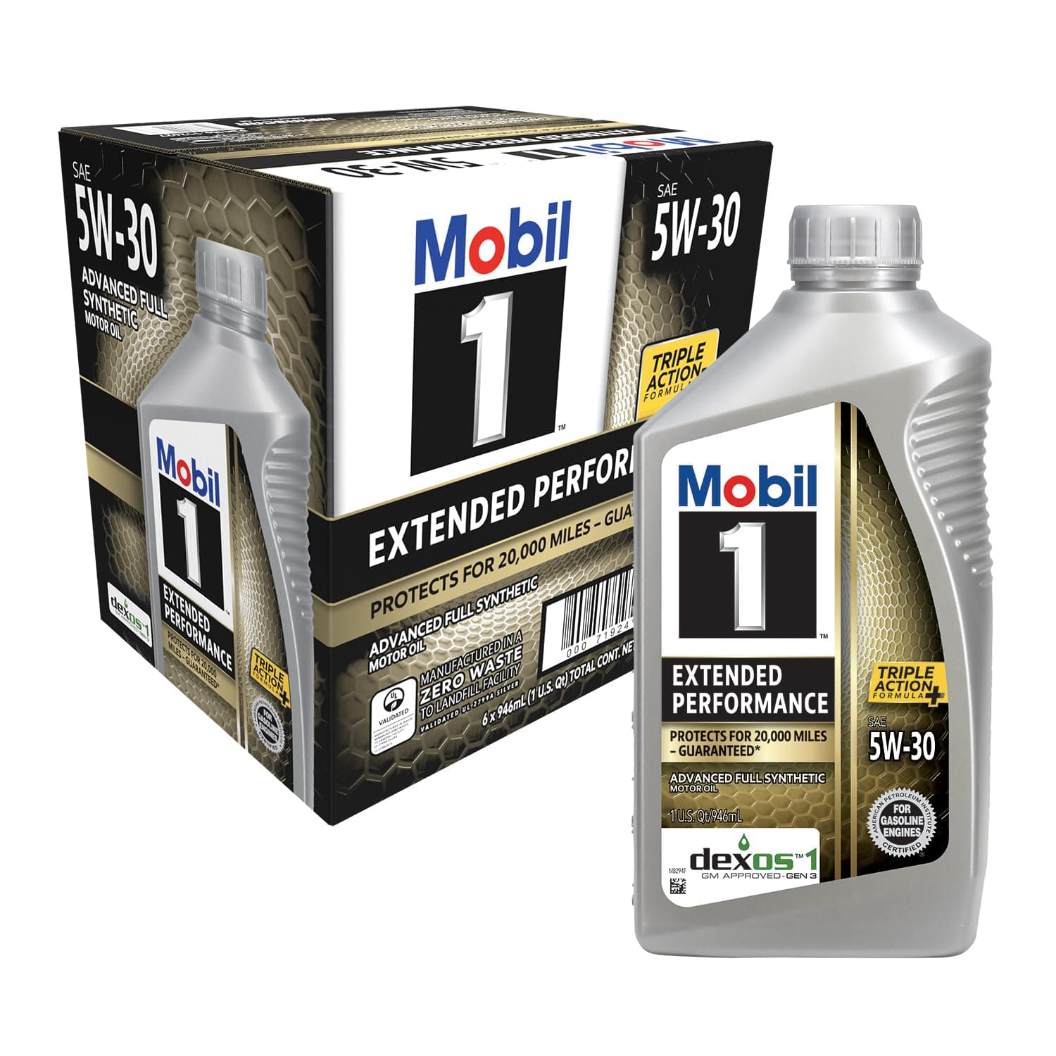 Mobil 1 Extended Performance Full Synthetic Motor Oil 5W-30, 6-pack of 1 quarts
