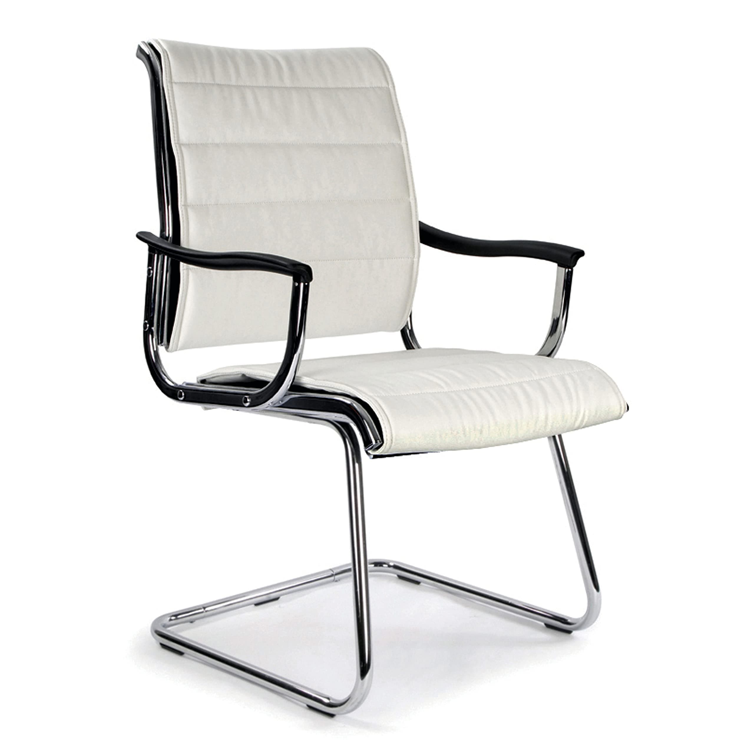Eliza Tinsley 701AV/WH Cantilever Chrome Framed Leather Effect Designer Visitors Chair - White