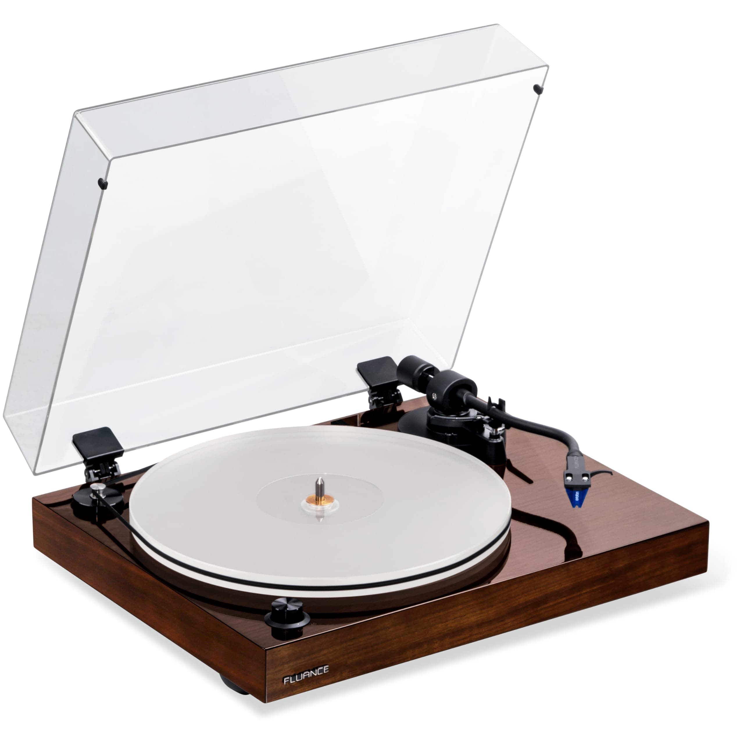 Fluance RT85 Reference High Fidelity Vinyl Turntable Record Player with Ortofon 2M Blue Cartridge, Acrylic Platter, Speed Control Motor, Solid Wood Plinth, Vibration Isolation Feet - Walnut